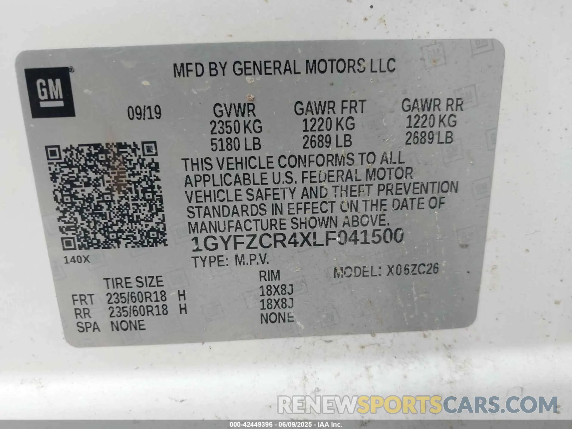 9 Photograph of a damaged car 1GYFZCR4XLF041500 CADILLAC XT4 2020