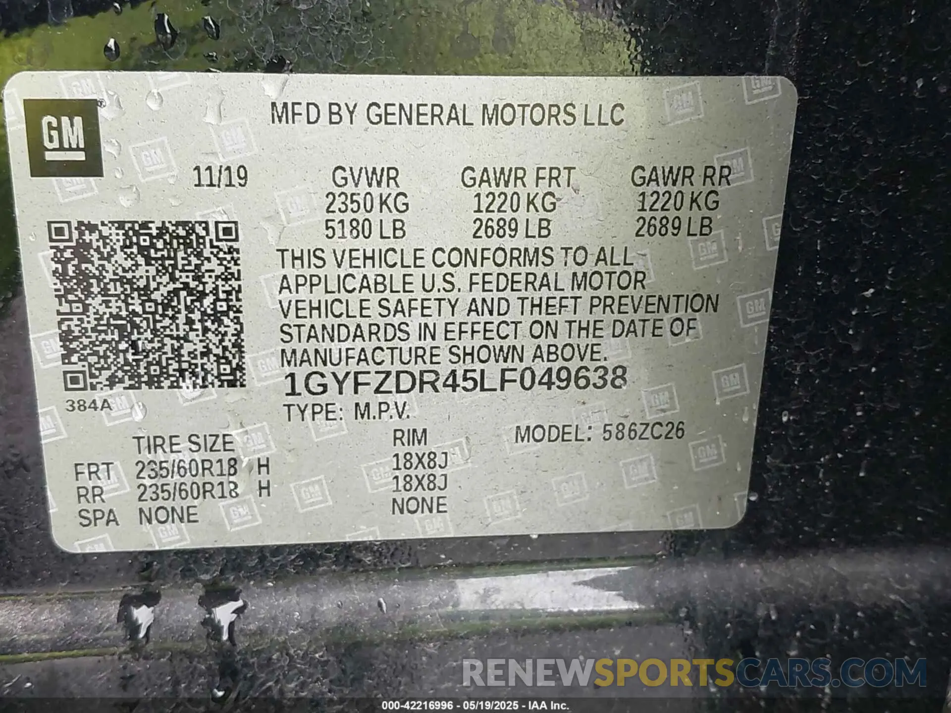 9 Photograph of a damaged car 1GYFZDR45LF049638 CADILLAC XT4 2020