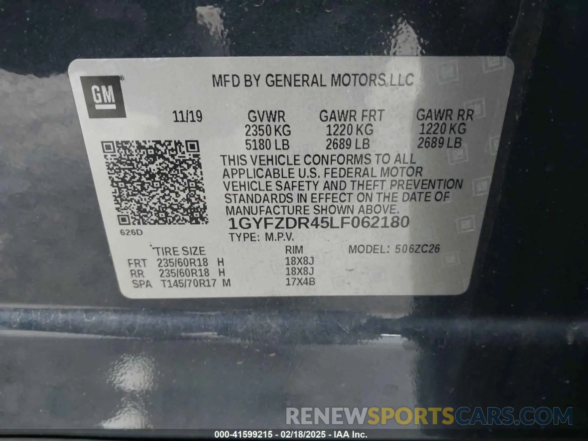 9 Photograph of a damaged car 1GYFZDR45LF062180 CADILLAC XT4 2020