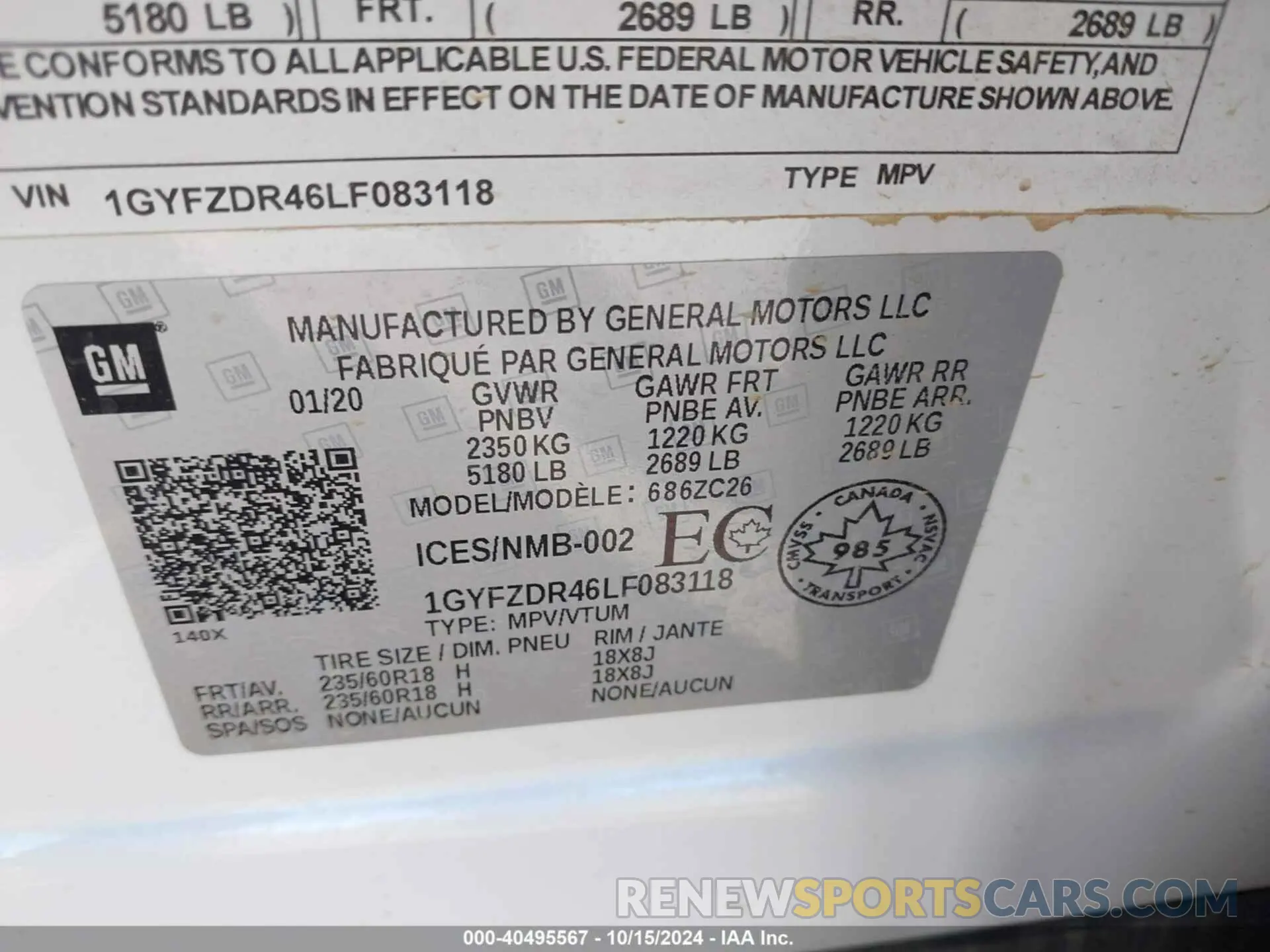 9 Photograph of a damaged car 1GYFZDR46LF083118 CADILLAC XT4 2020