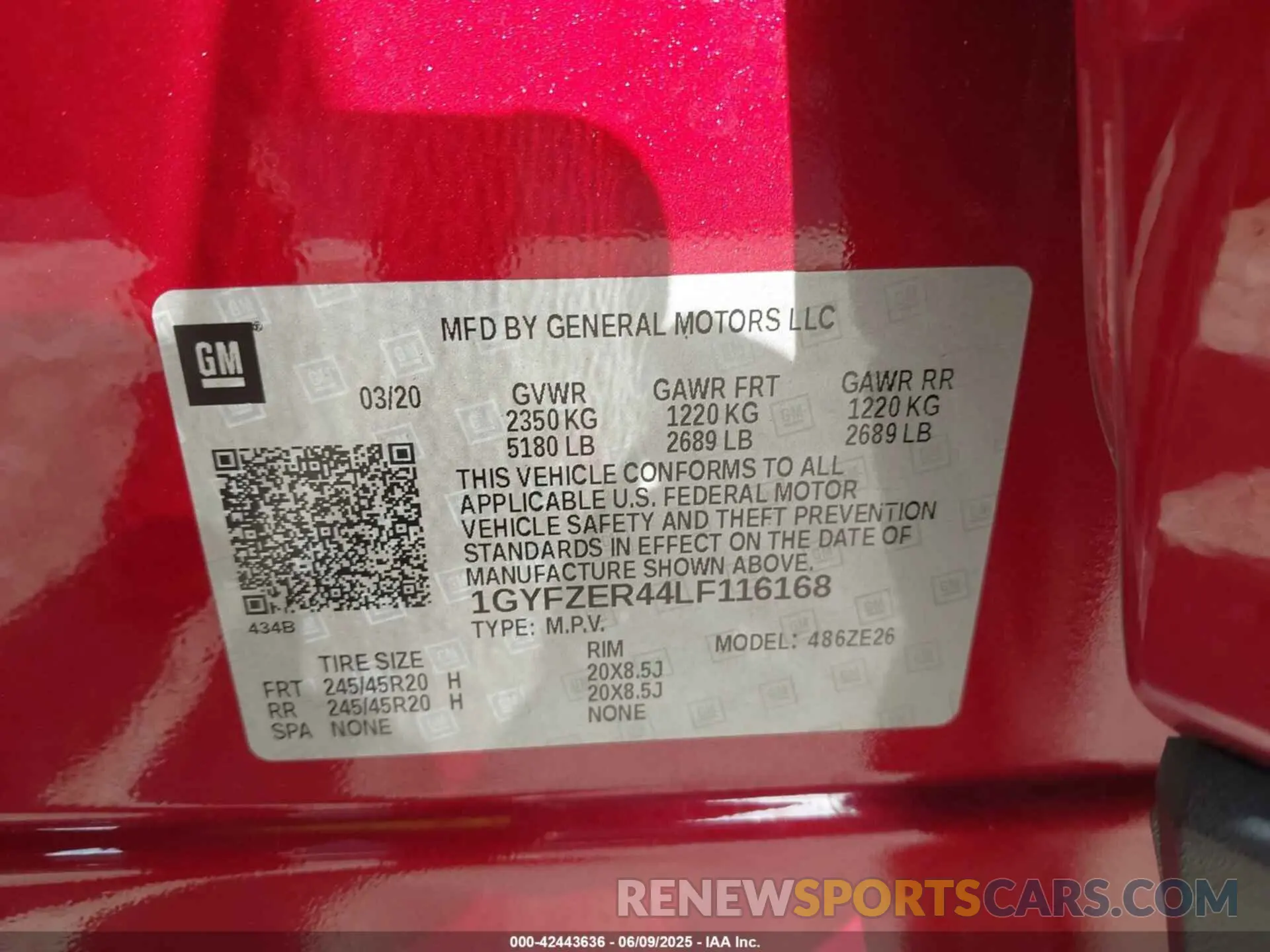 9 Photograph of a damaged car 1GYFZER44LF116168 CADILLAC XT4 2020