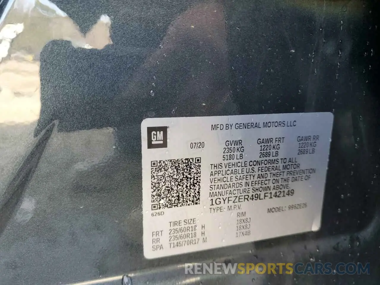 13 Photograph of a damaged car 1GYFZER49LF142149 CADILLAC XT4 2020