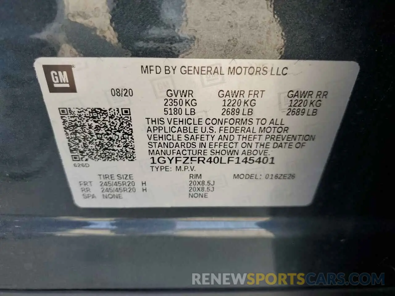 13 Photograph of a damaged car 1GYFZFR40LF145401 CADILLAC XT4 2020