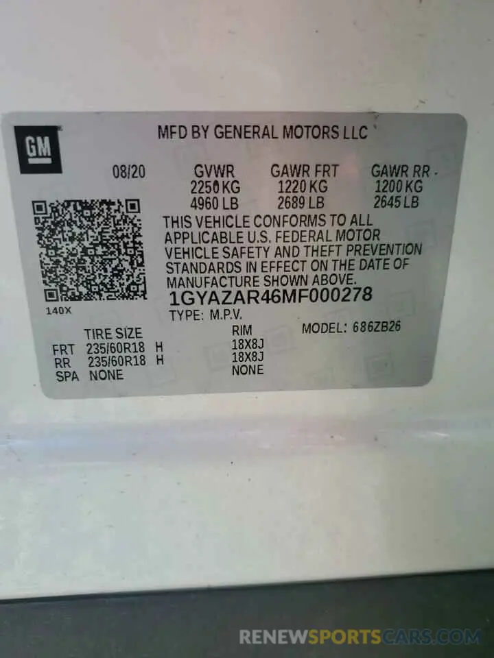 13 Photograph of a damaged car 1GYAZAR46MF000278 CADILLAC XT4 2021