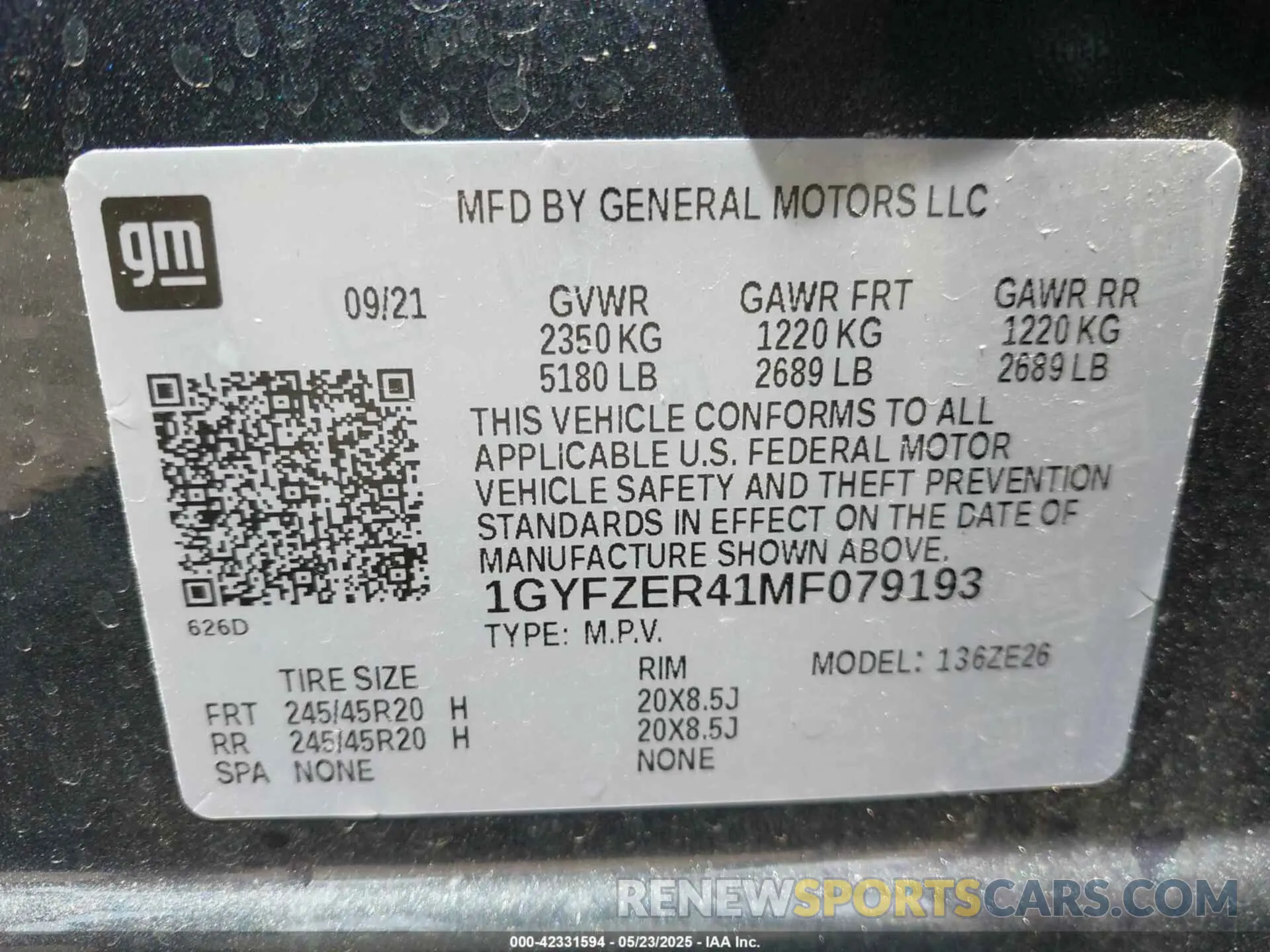 9 Photograph of a damaged car 1GYFZER41MF079193 CADILLAC XT4 2021