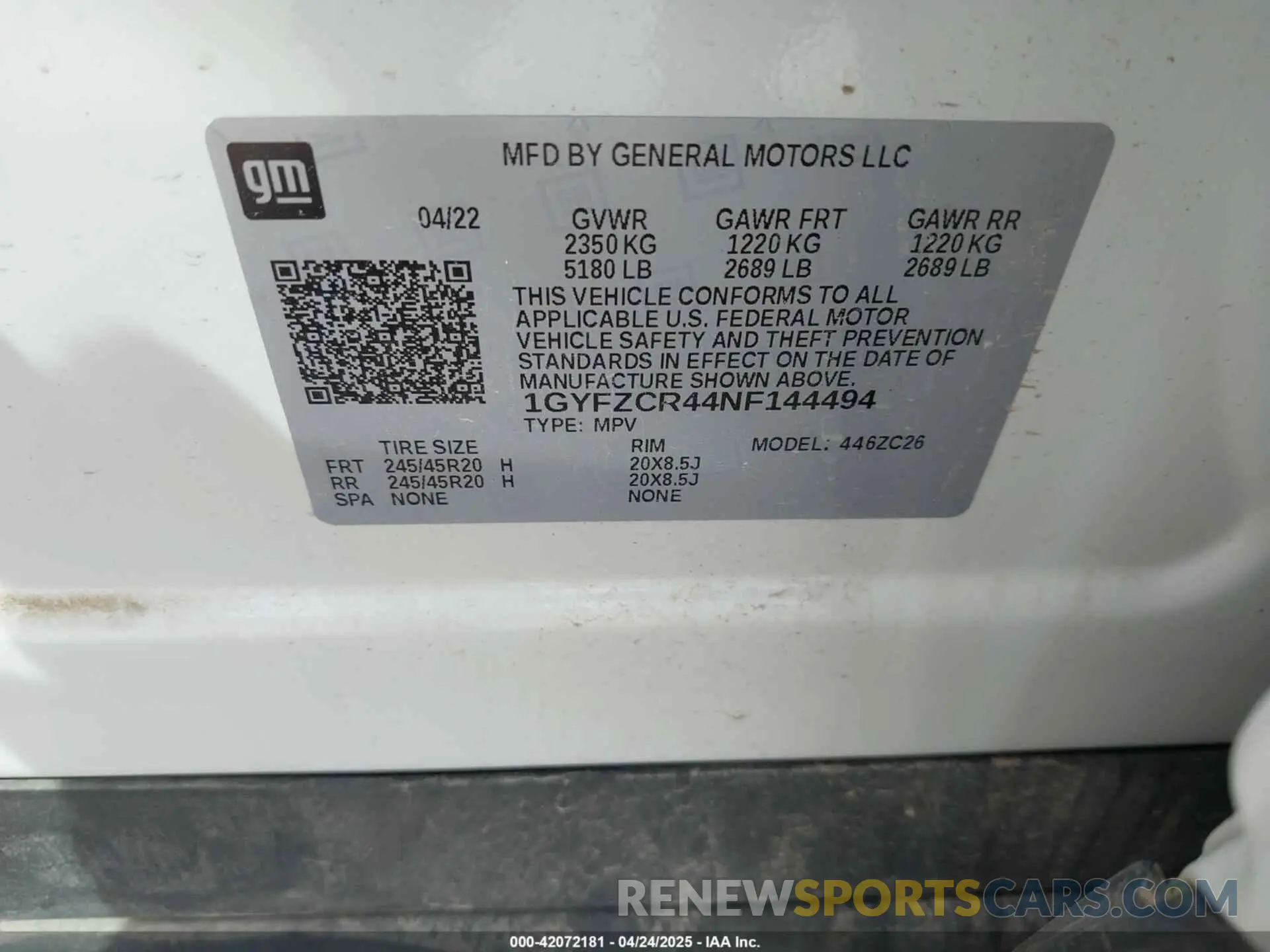 9 Photograph of a damaged car 1GYFZCR44NF144494 CADILLAC XT4 2022