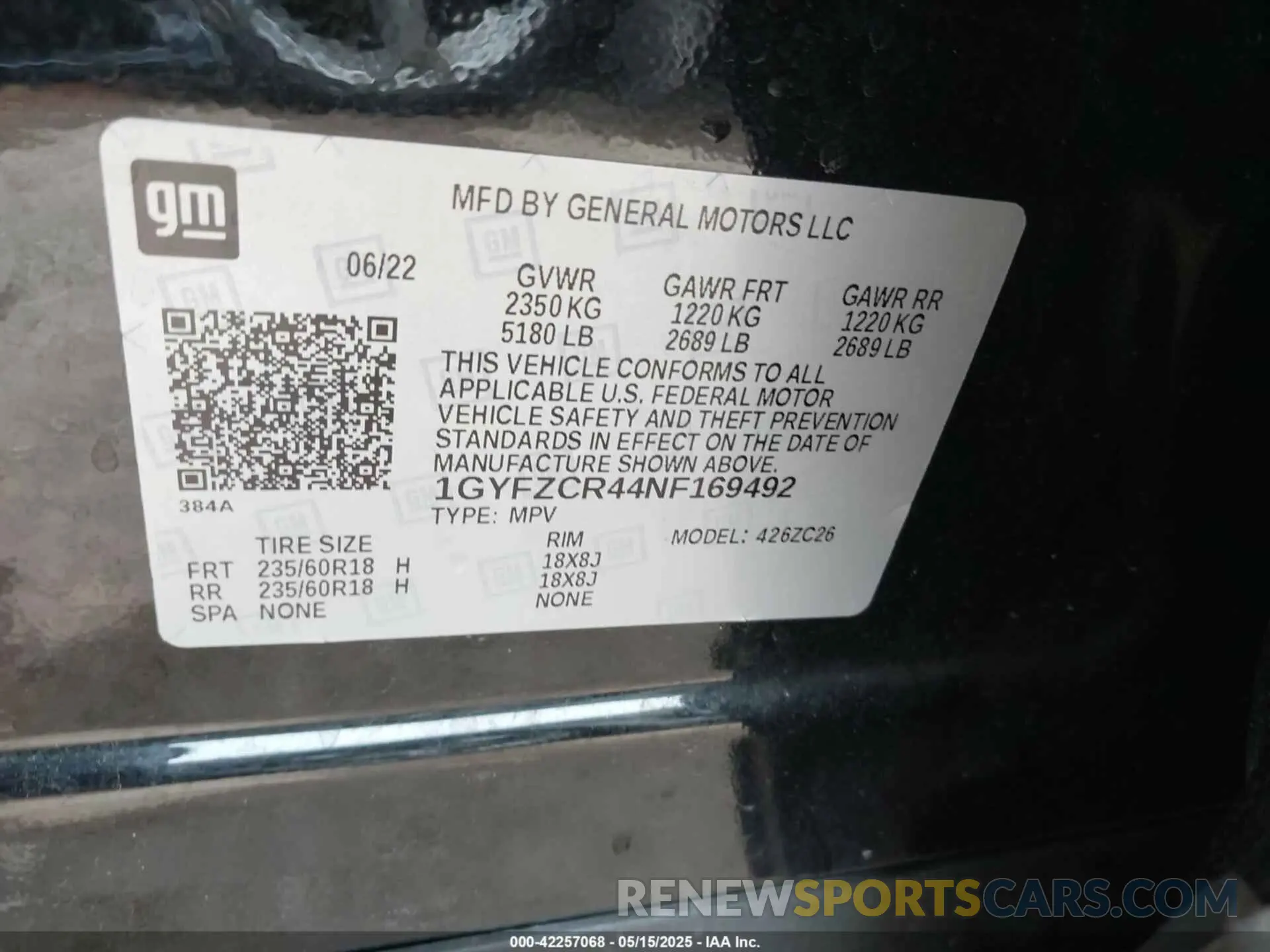 9 Photograph of a damaged car 1GYFZCR44NF169492 CADILLAC XT4 2022