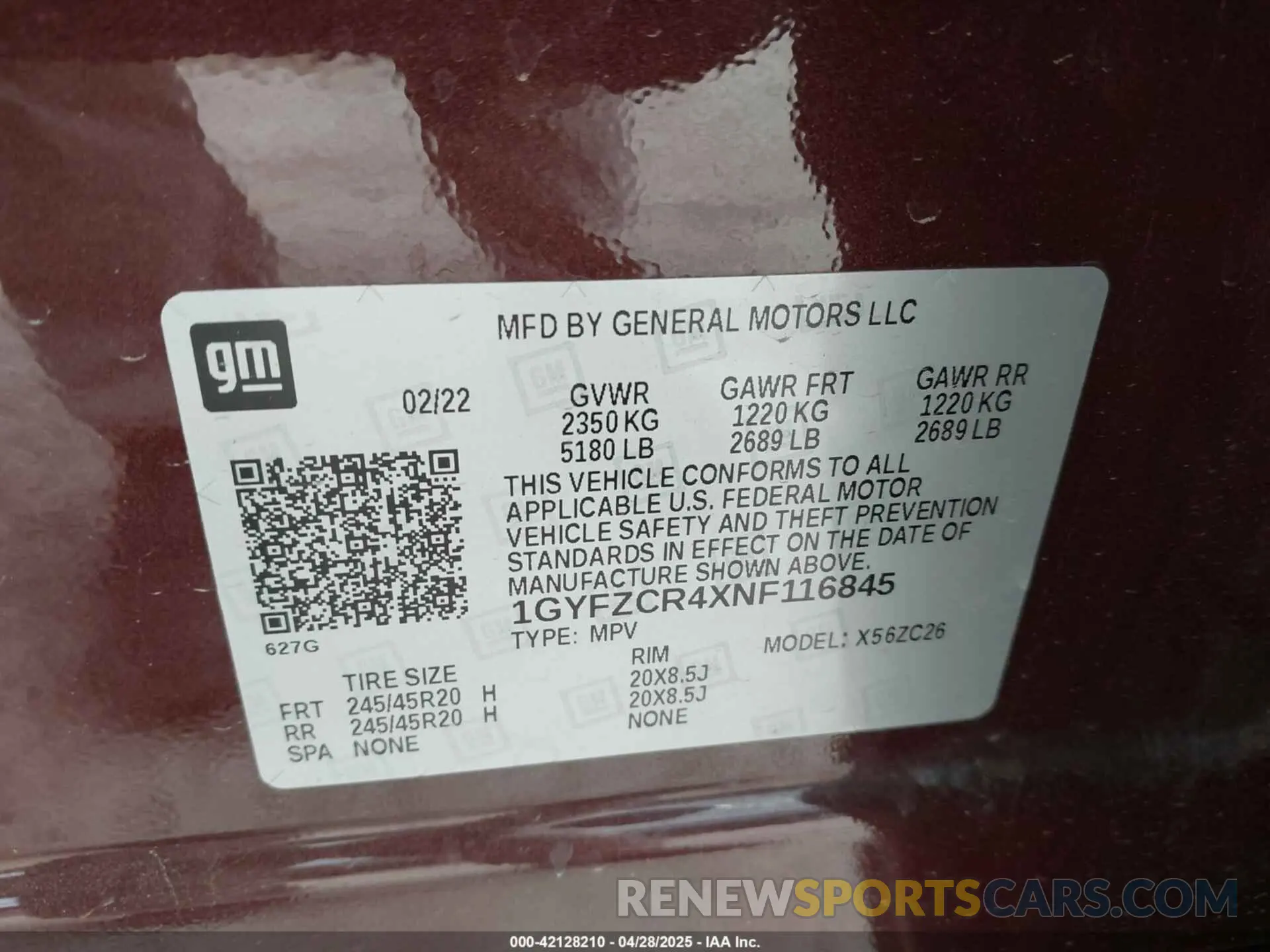 9 Photograph of a damaged car 1GYFZCR4XNF116845 CADILLAC XT4 2022