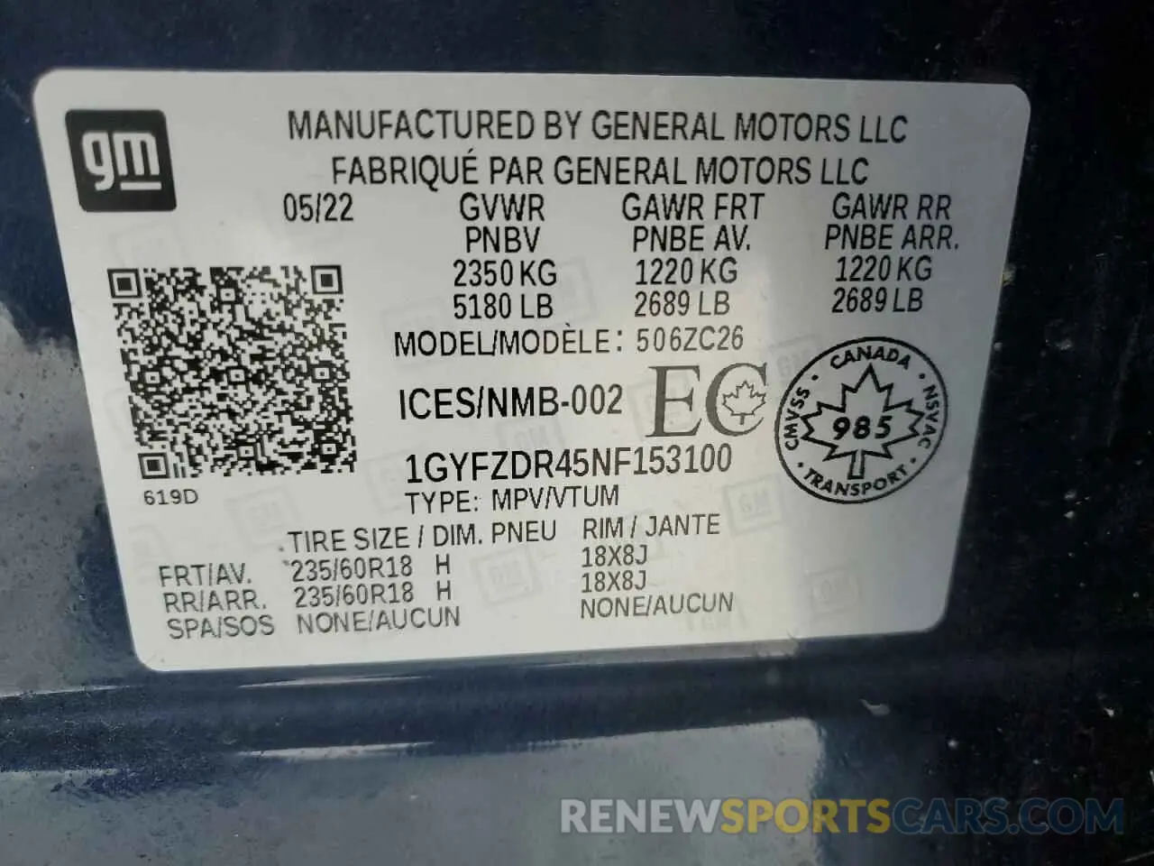 12 Photograph of a damaged car 1GYFZDR45NF153100 CADILLAC XT4 2022