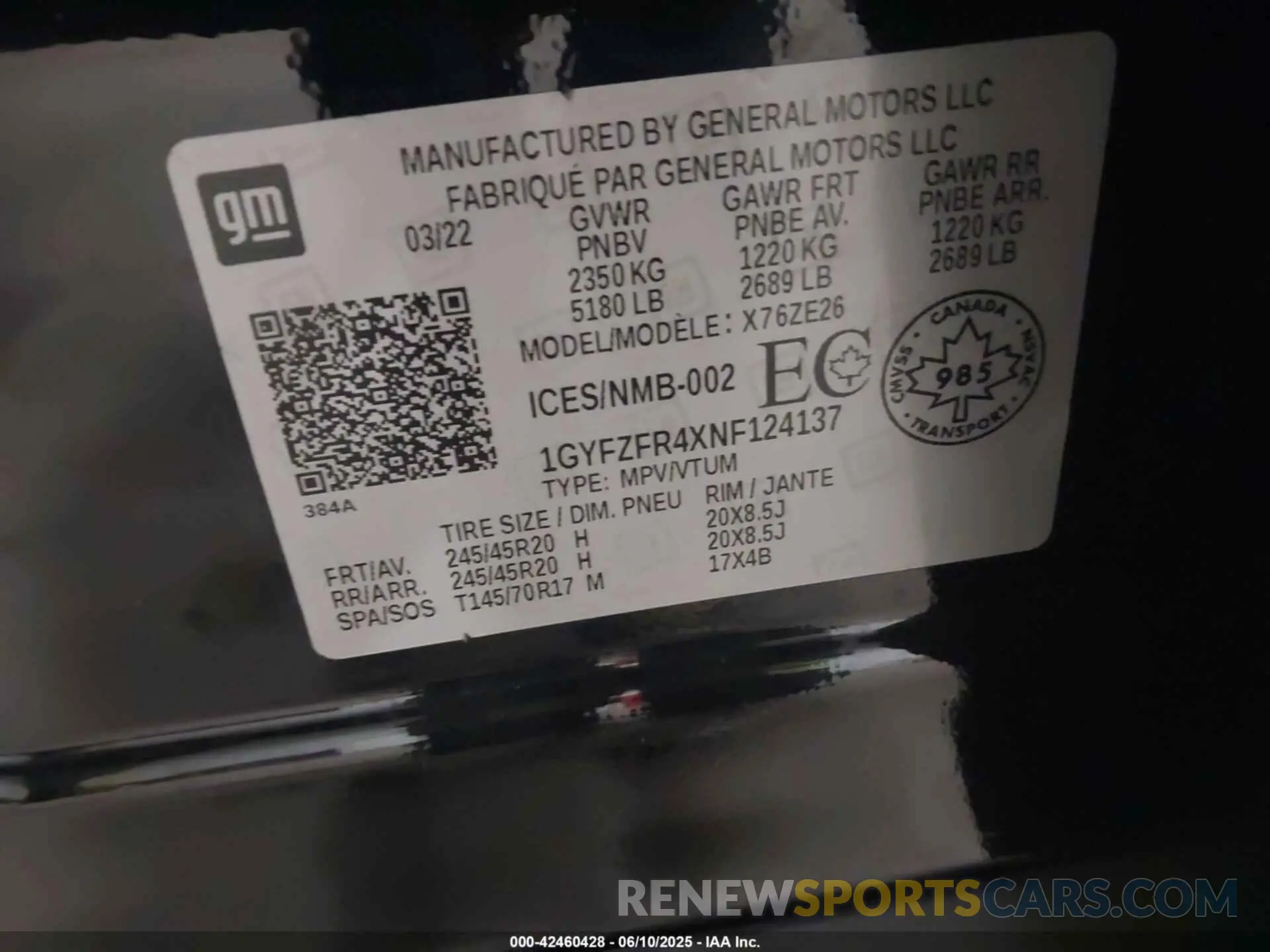 9 Photograph of a damaged car 1GYFZFR4XNF124137 CADILLAC XT4 2022