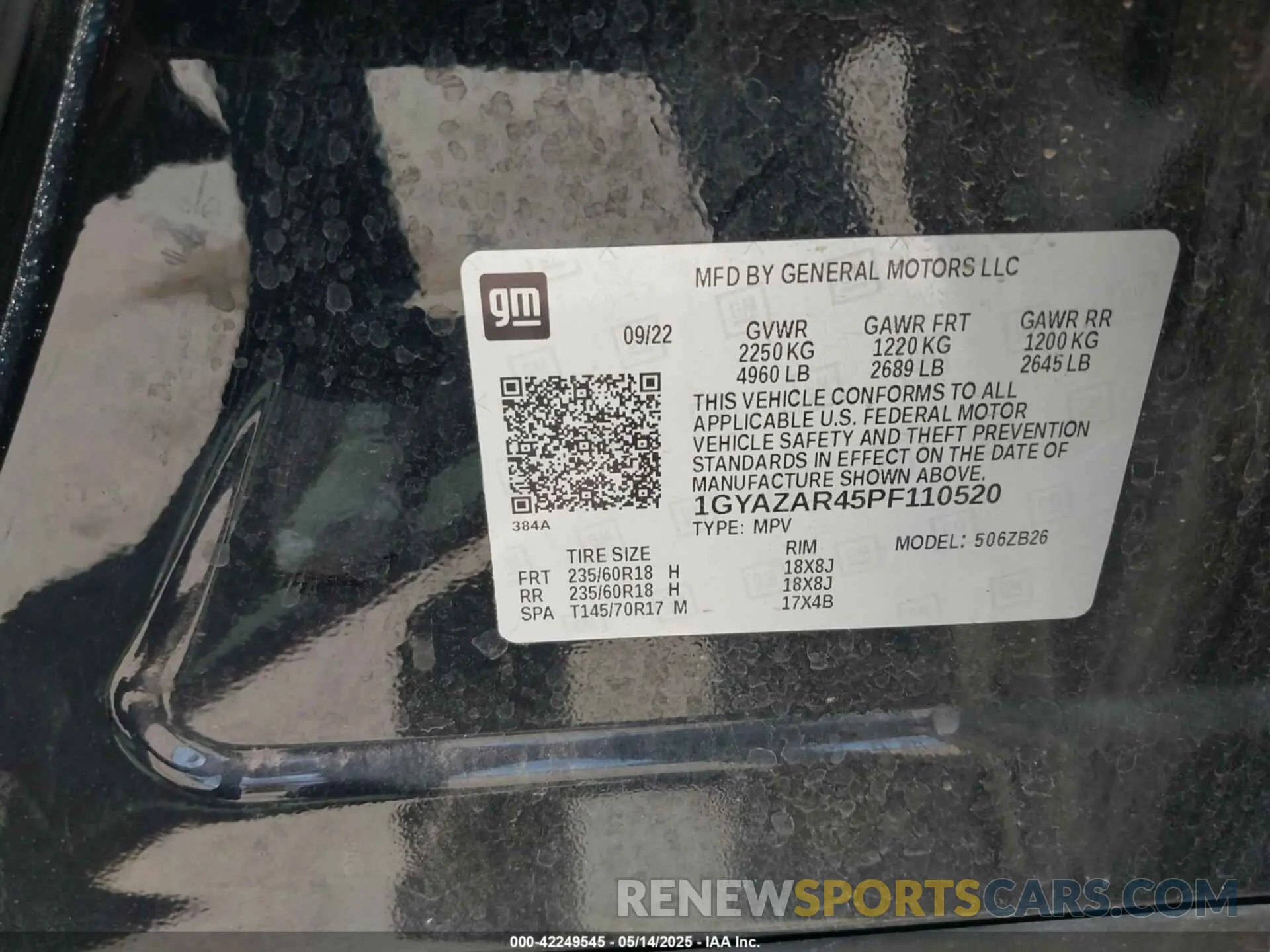9 Photograph of a damaged car 1GYAZAR45PF110520 CADILLAC XT4 2023