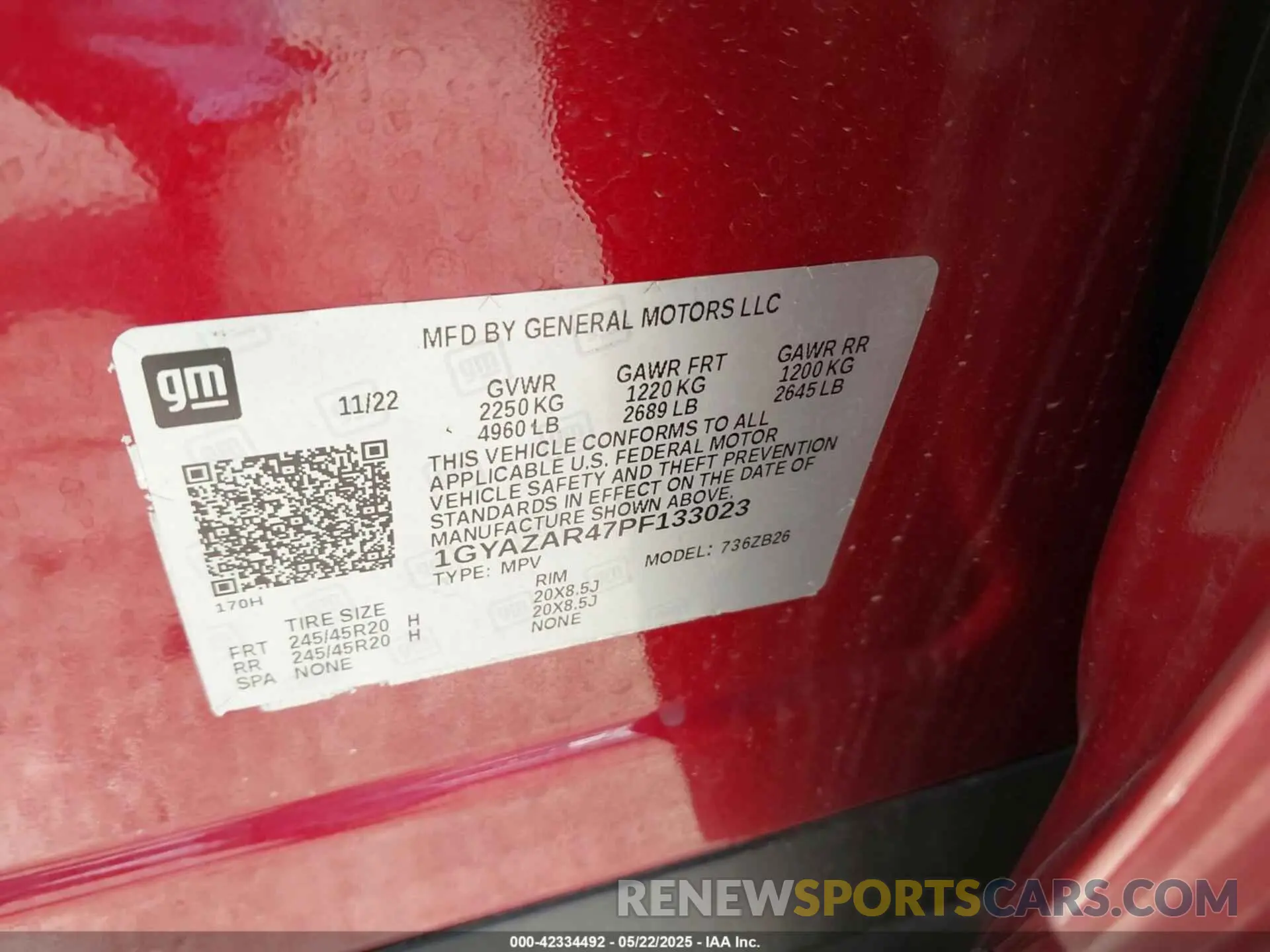 9 Photograph of a damaged car 1GYAZAR47PF133023 CADILLAC XT4 2023