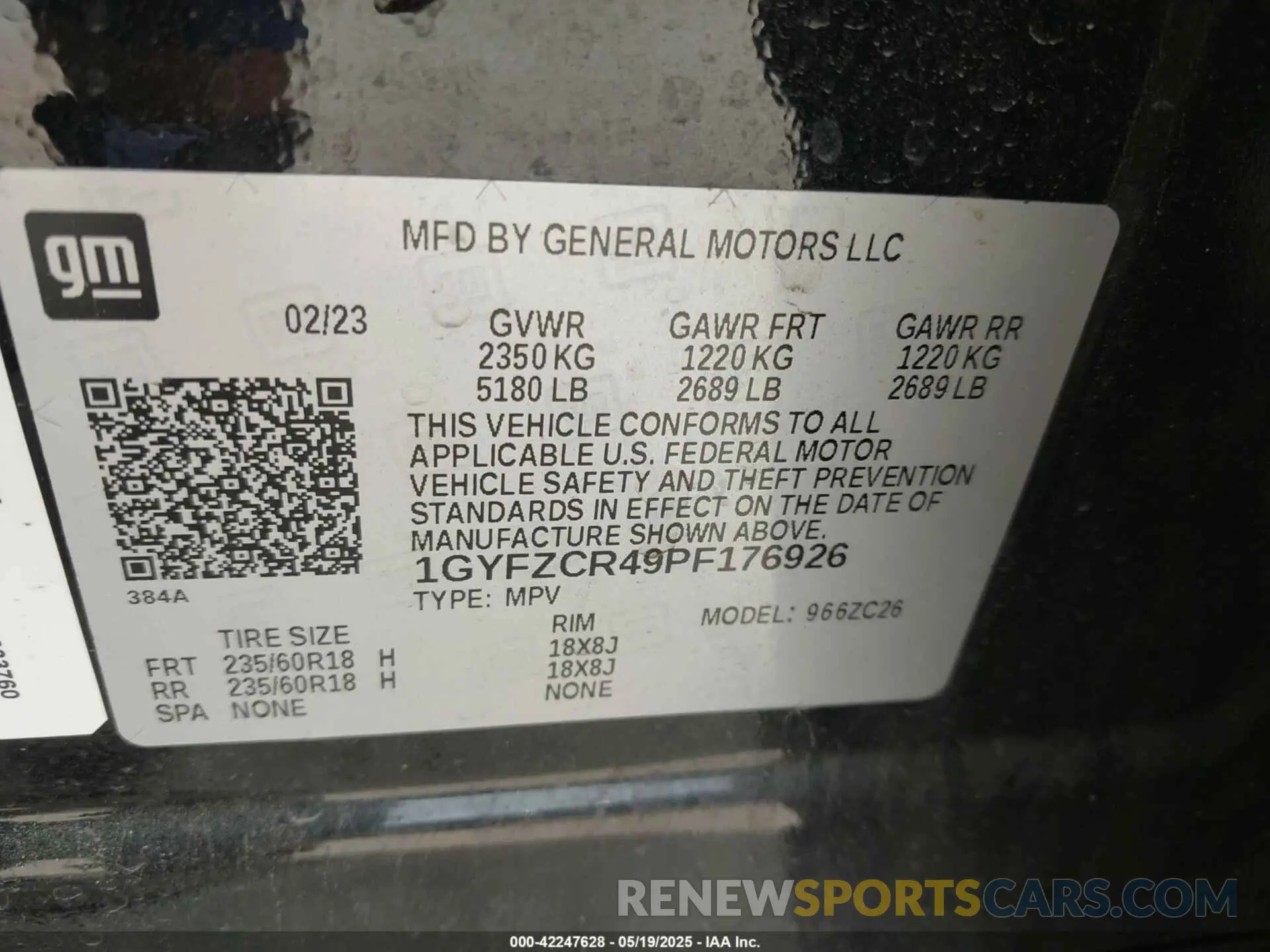 9 Photograph of a damaged car 1GYFZCR49PF176926 CADILLAC XT4 2023