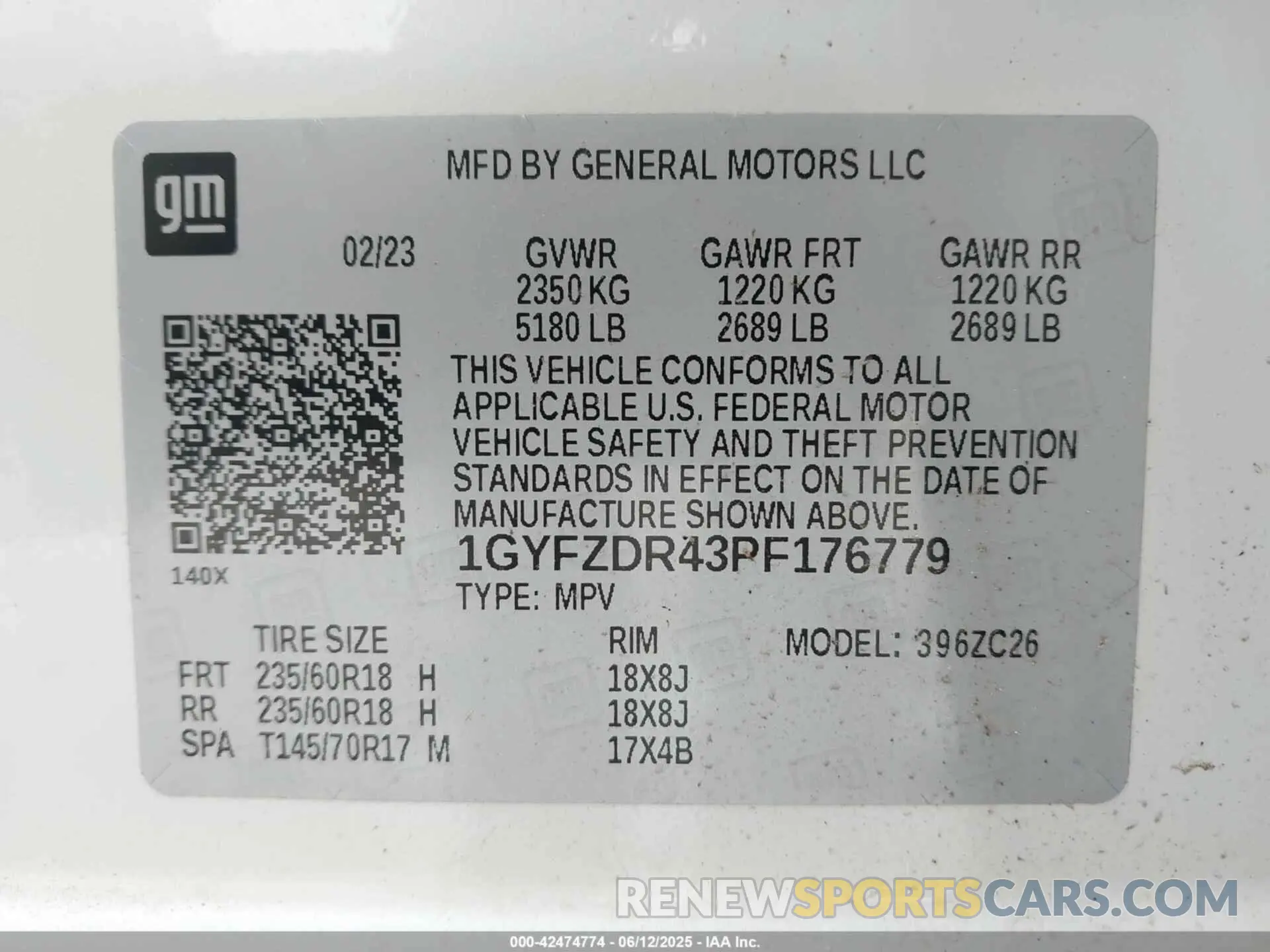 8 Photograph of a damaged car 1GYFZDR43PF176779 CADILLAC XT4 2023