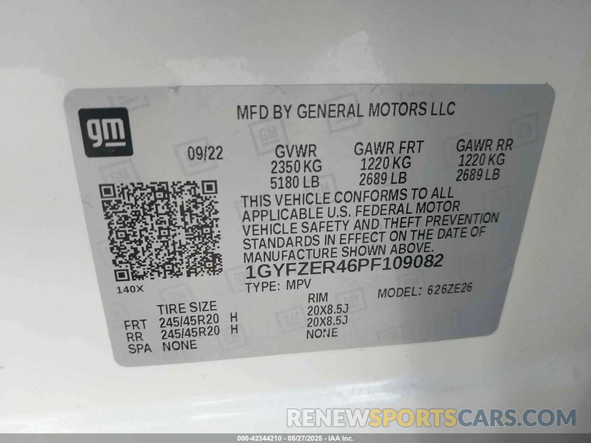 9 Photograph of a damaged car 1GYFZER46PF109082 CADILLAC XT4 2023