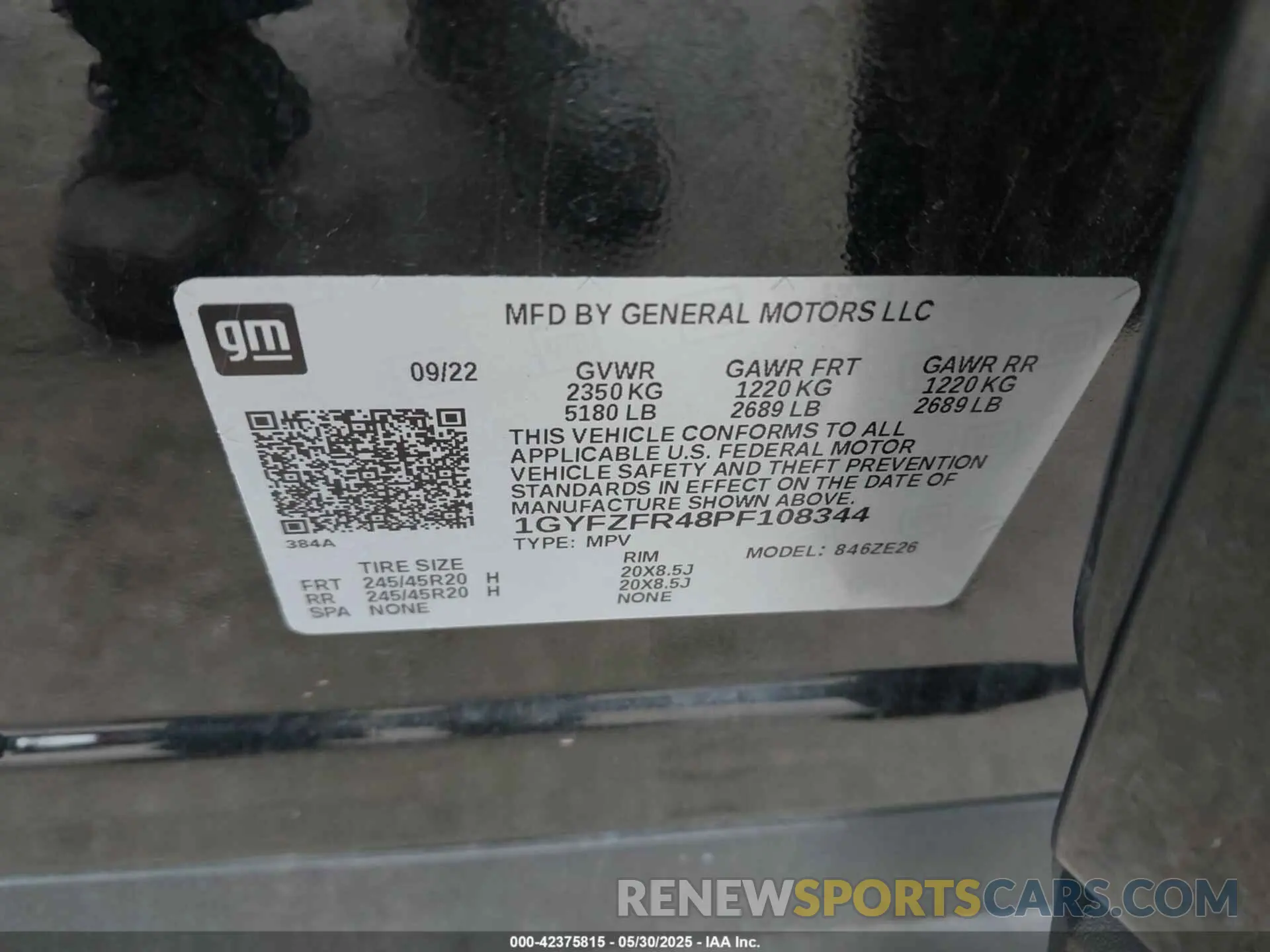 9 Photograph of a damaged car 1GYFZFR48PF108344 CADILLAC XT4 2023