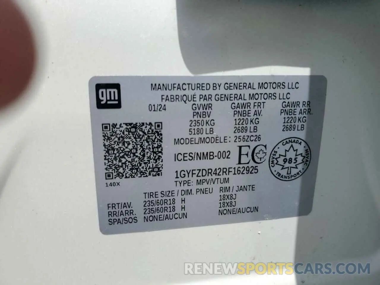 14 Photograph of a damaged car 1GYFZDR42RF162925 CADILLAC XT4 2024