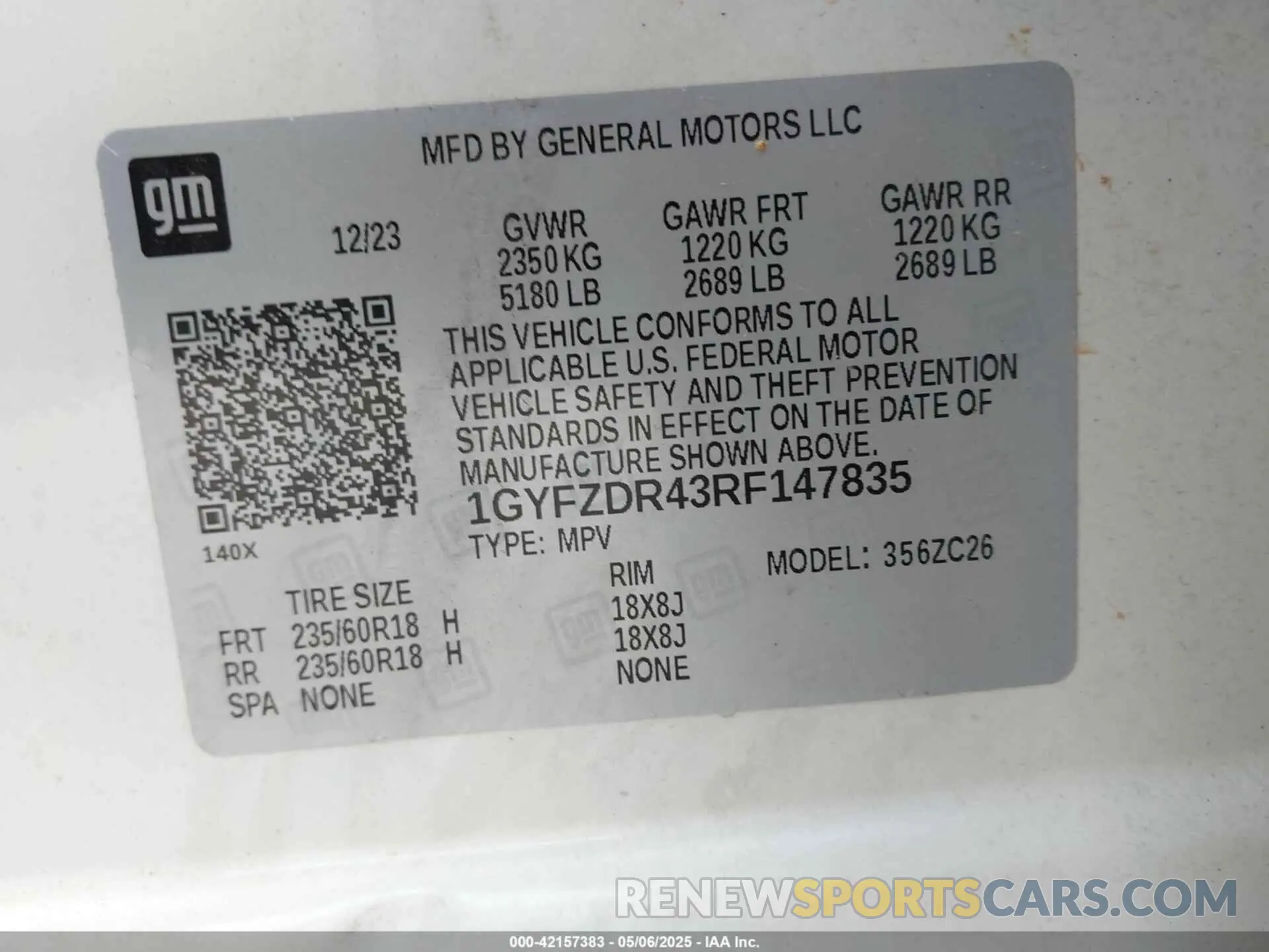9 Photograph of a damaged car 1GYFZDR43RF147835 CADILLAC XT4 2024