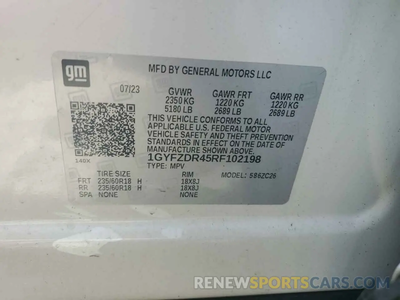 12 Photograph of a damaged car 1GYFZDR45RF102198 CADILLAC XT4 2024