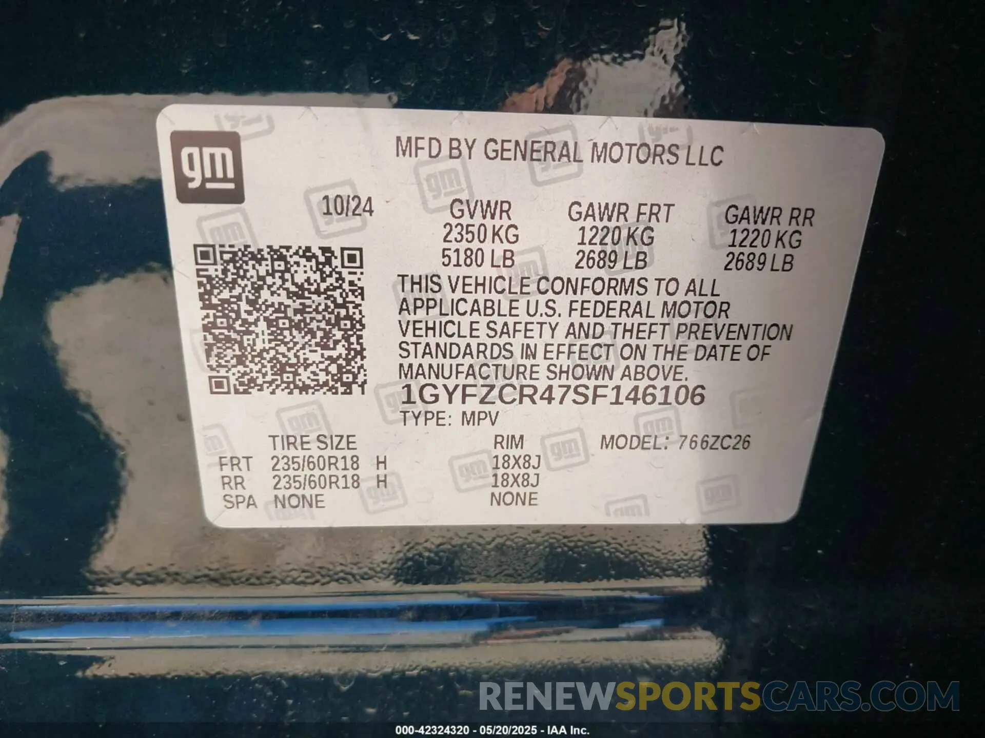 9 Photograph of a damaged car 1GYFZCR47SF146106 CADILLAC XT4 2025