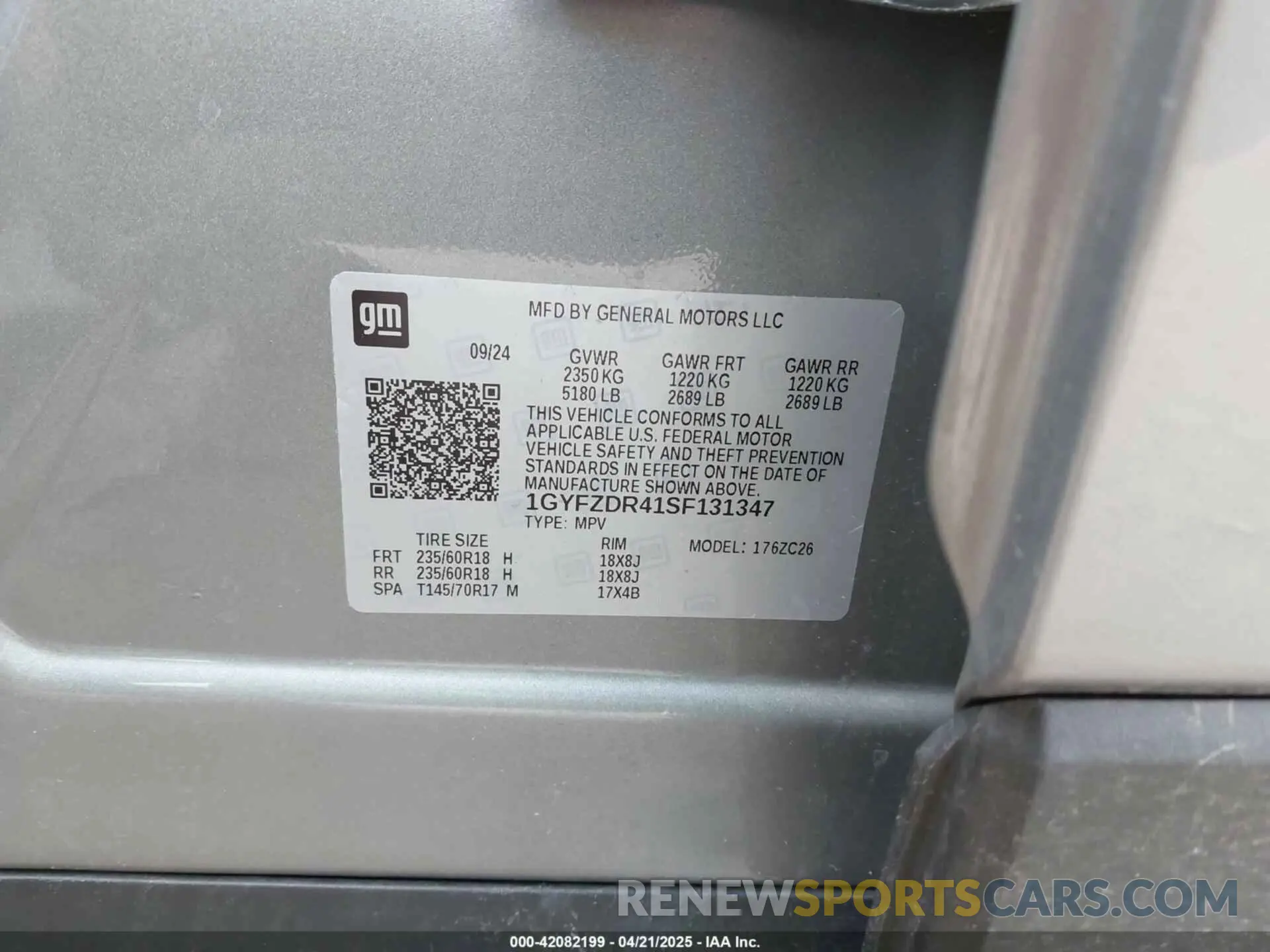 9 Photograph of a damaged car 1GYFZDR41SF131347 CADILLAC XT4 2025