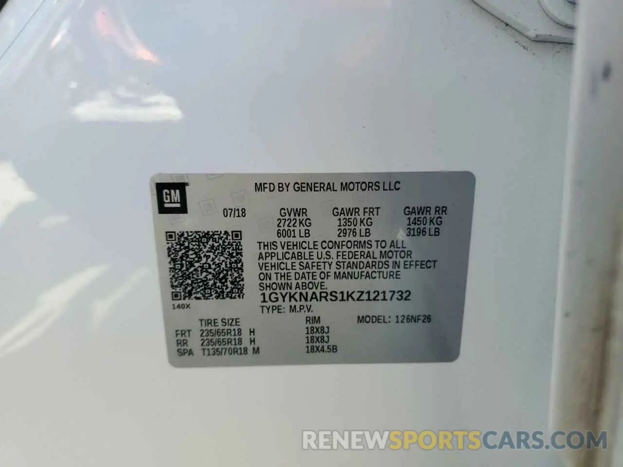 13 Photograph of a damaged car 1GYKNARS1KZ121732 CADILLAC XT5 2019