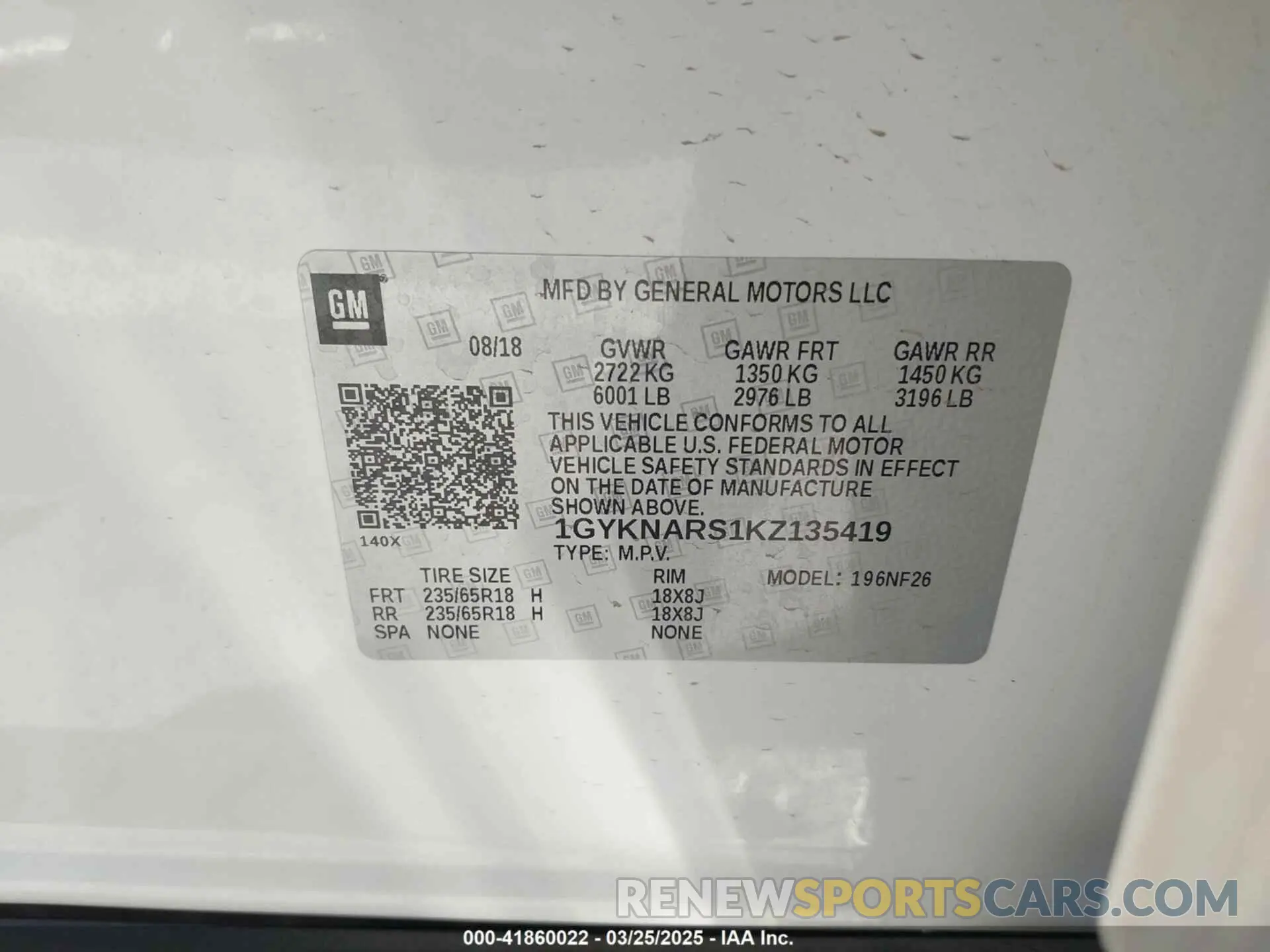 9 Photograph of a damaged car 1GYKNARS1KZ135419 CADILLAC XT5 2019