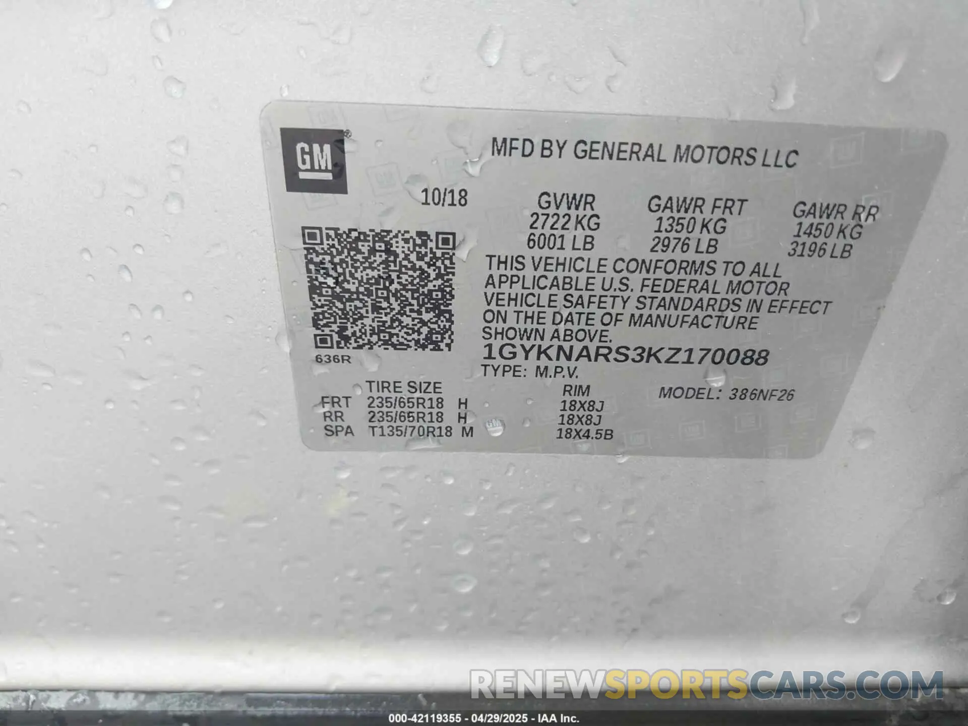 9 Photograph of a damaged car 1GYKNARS3KZ170088 CADILLAC XT5 2019