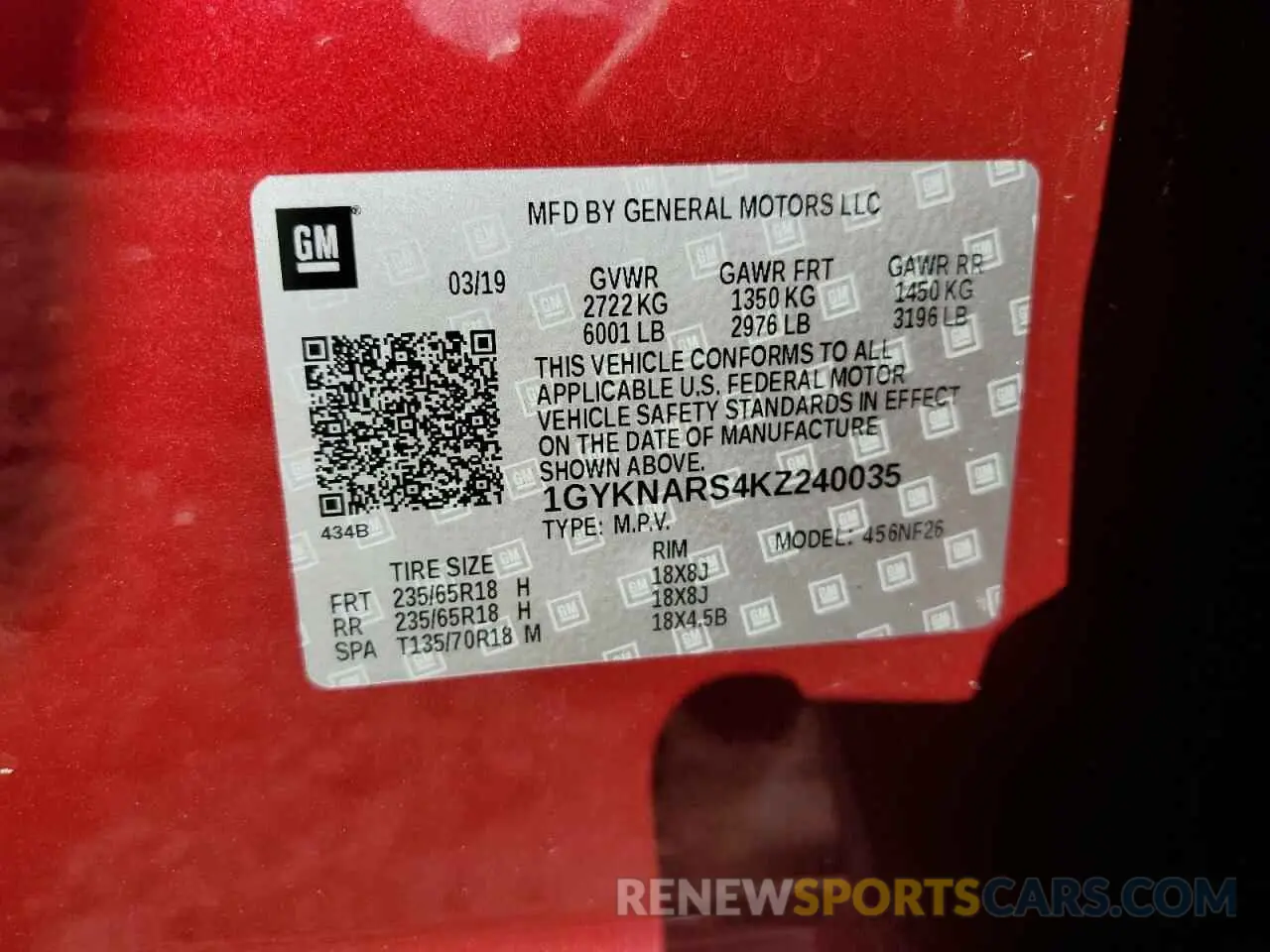 14 Photograph of a damaged car 1GYKNARS4KZ240035 CADILLAC XT5 2019