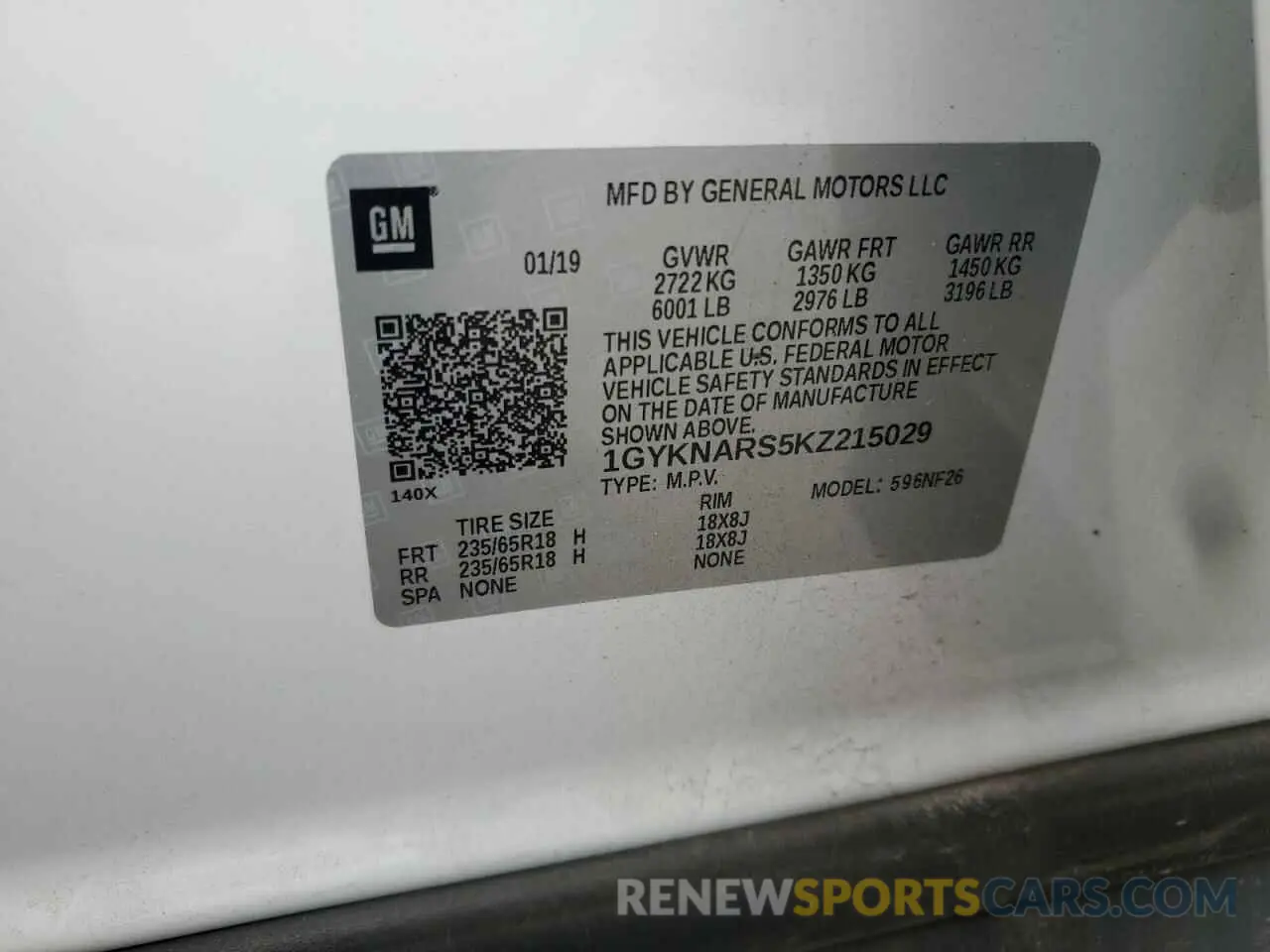 15 Photograph of a damaged car 1GYKNARS5KZ215029 CADILLAC XT5 2019