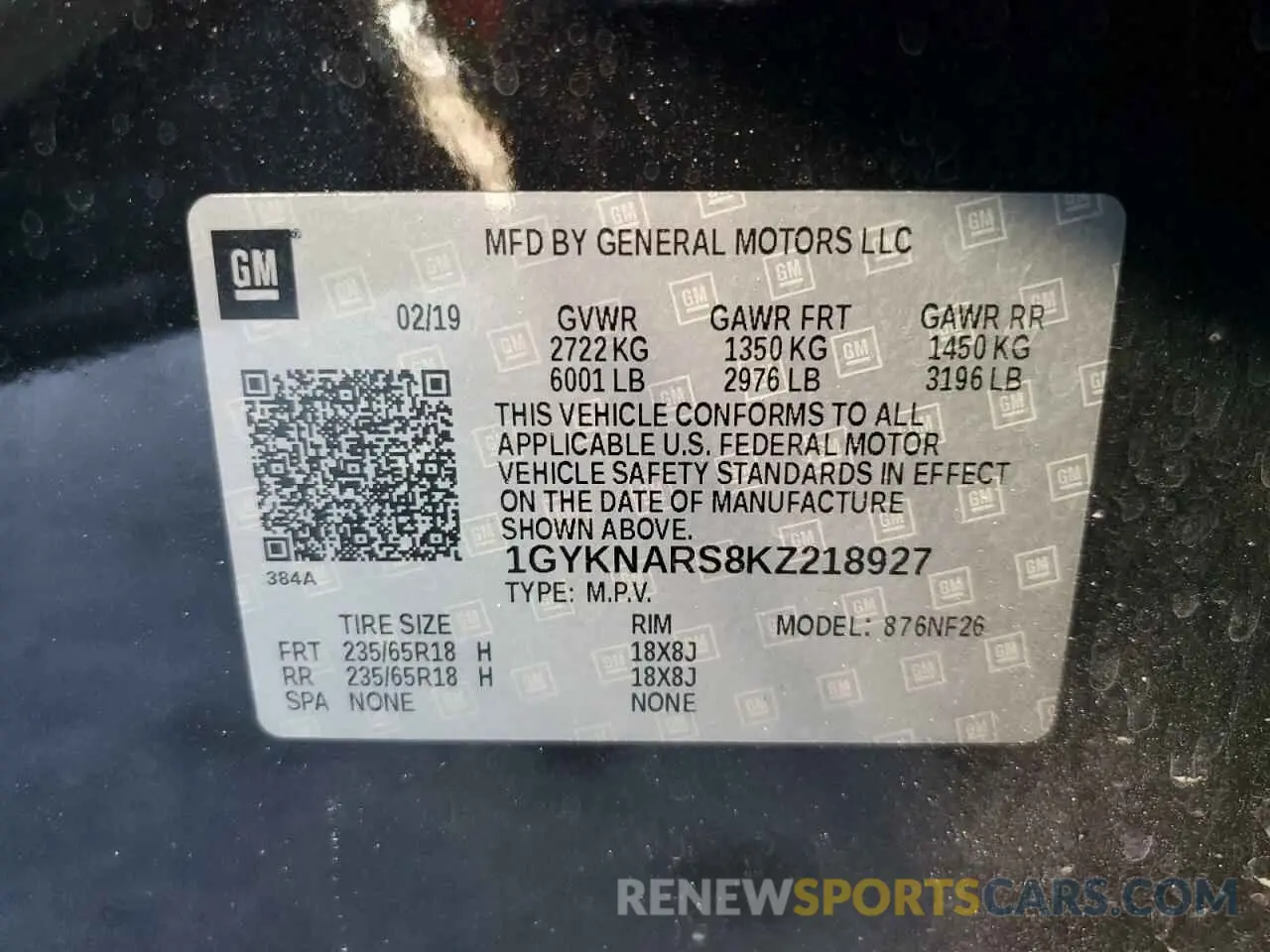 13 Photograph of a damaged car 1GYKNARS8KZ218927 CADILLAC XT5 2019