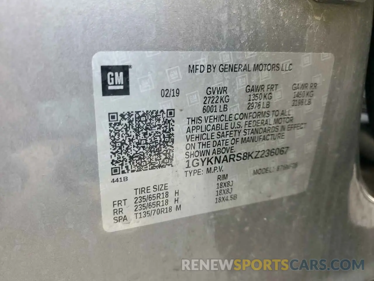 13 Photograph of a damaged car 1GYKNARS8KZ236067 CADILLAC XT5 2019