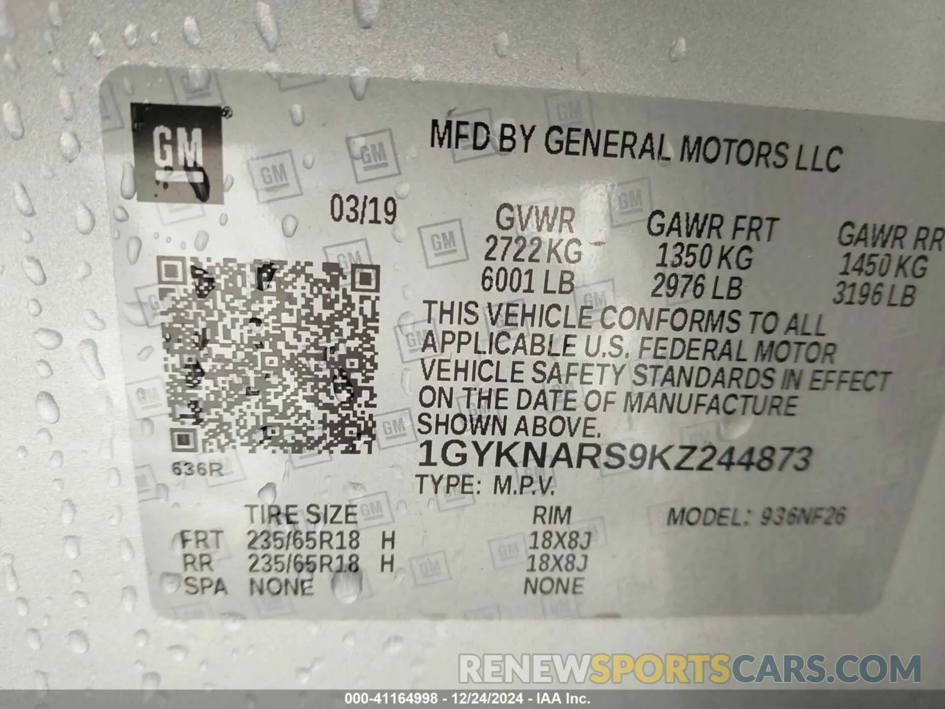 9 Photograph of a damaged car 1GYKNARS9KZ244873 CADILLAC XT5 2019