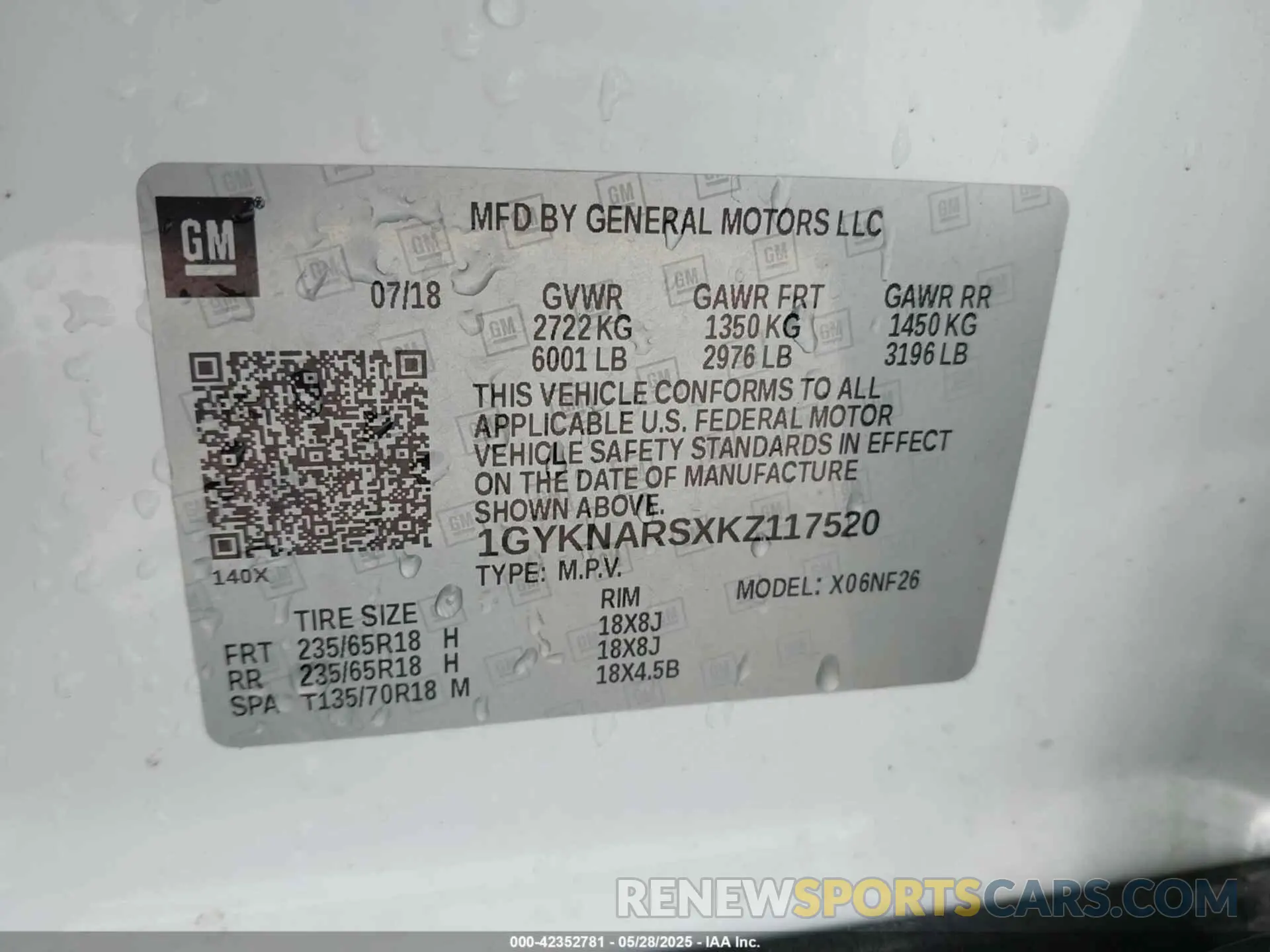9 Photograph of a damaged car 1GYKNARSXKZ117520 CADILLAC XT5 2019