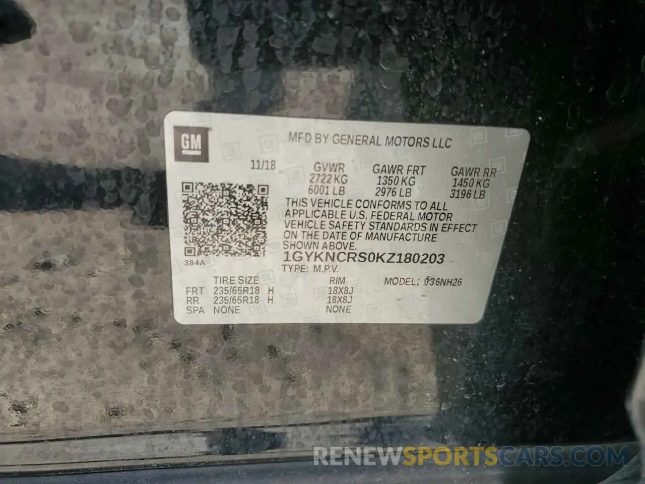 13 Photograph of a damaged car 1GYKNCRS0KZ180203 CADILLAC XT5 2019