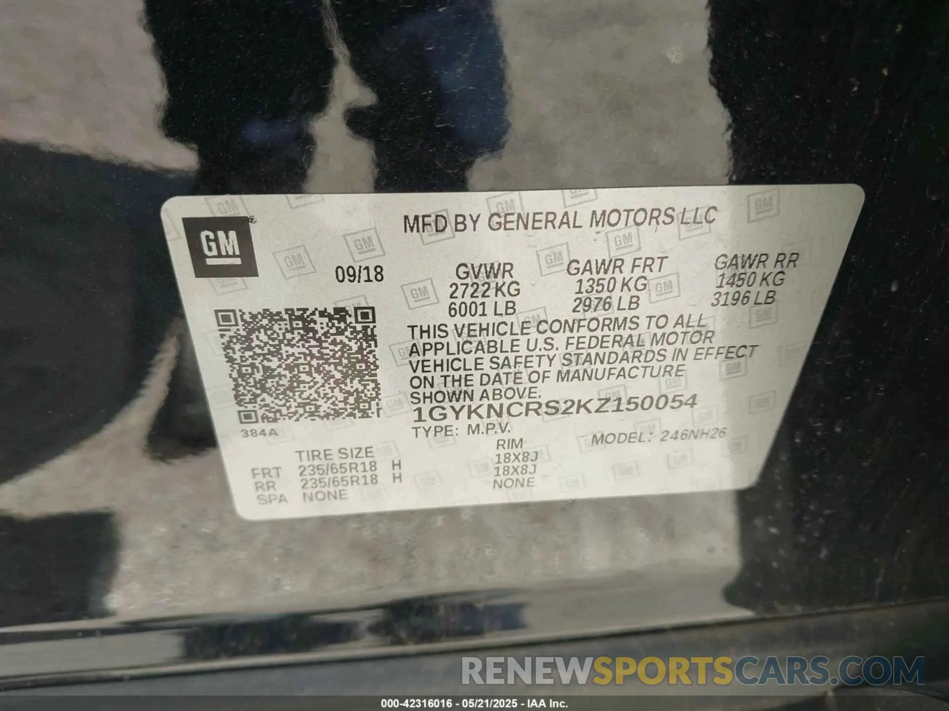 9 Photograph of a damaged car 1GYKNCRS2KZ150054 CADILLAC XT5 2019