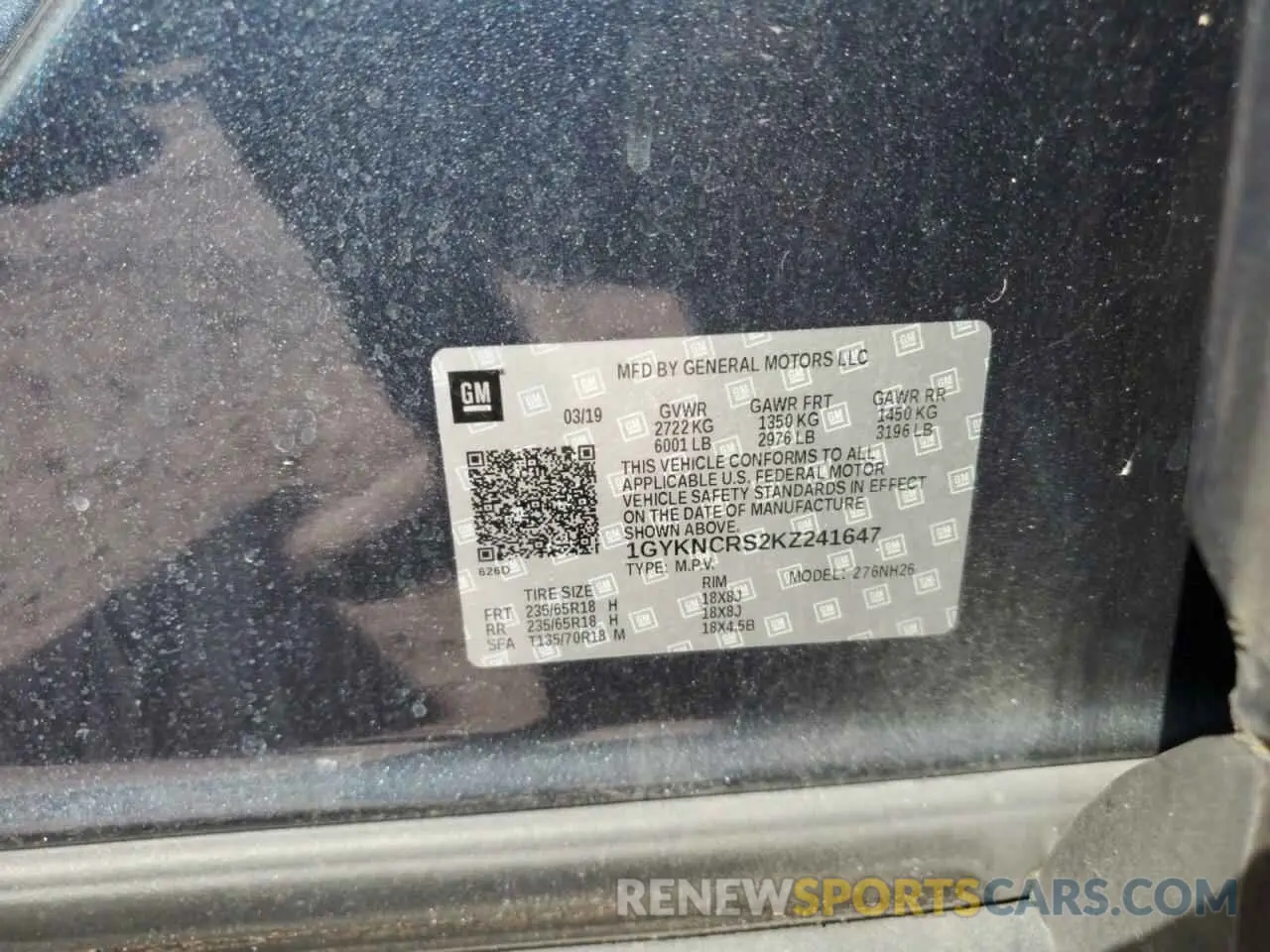 13 Photograph of a damaged car 1GYKNCRS2KZ241647 CADILLAC XT5 2019