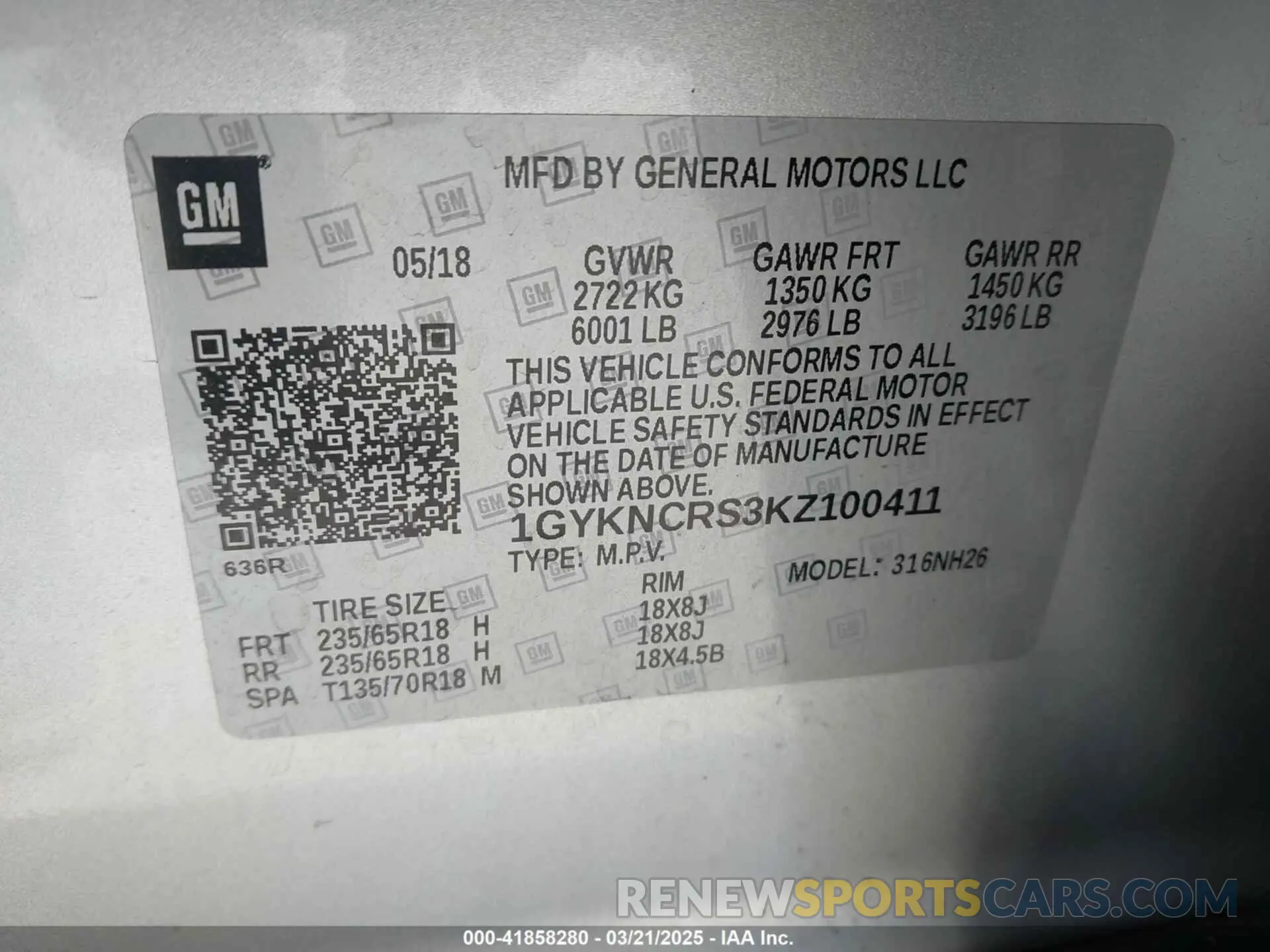 9 Photograph of a damaged car 1GYKNCRS3KZ100411 CADILLAC XT5 2019