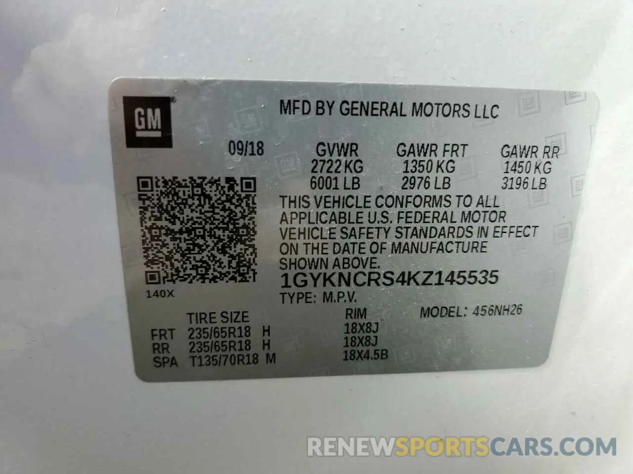 13 Photograph of a damaged car 1GYKNCRS4KZ145535 CADILLAC XT5 2019