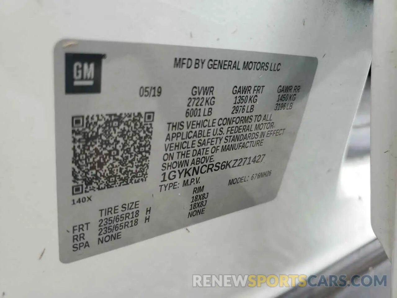 14 Photograph of a damaged car 1GYKNCRS6KZ271427 CADILLAC XT5 2019