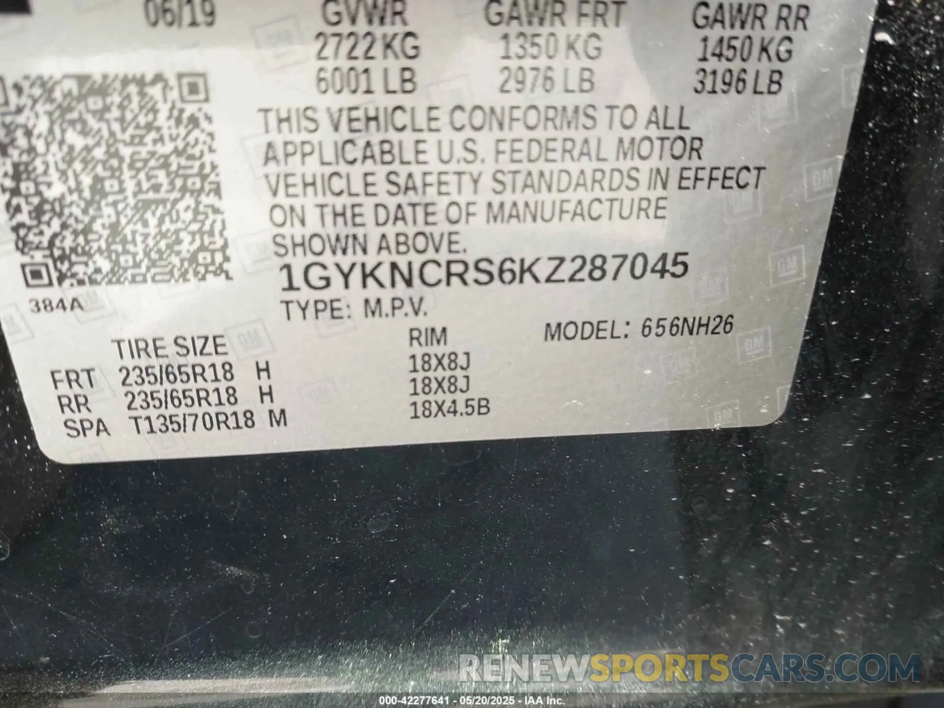 9 Photograph of a damaged car 1GYKNCRS6KZ287045 CADILLAC XT5 2019