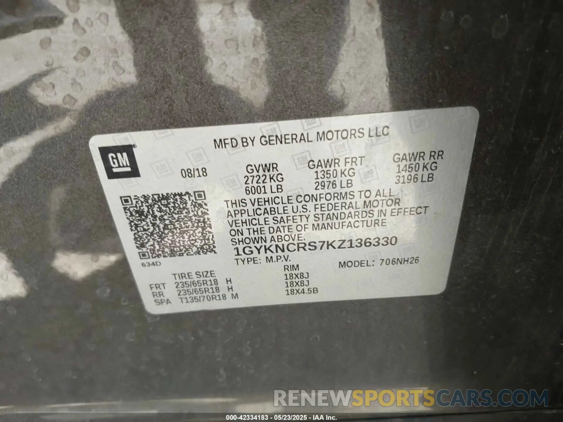 9 Photograph of a damaged car 1GYKNCRS7KZ136330 CADILLAC XT5 2019