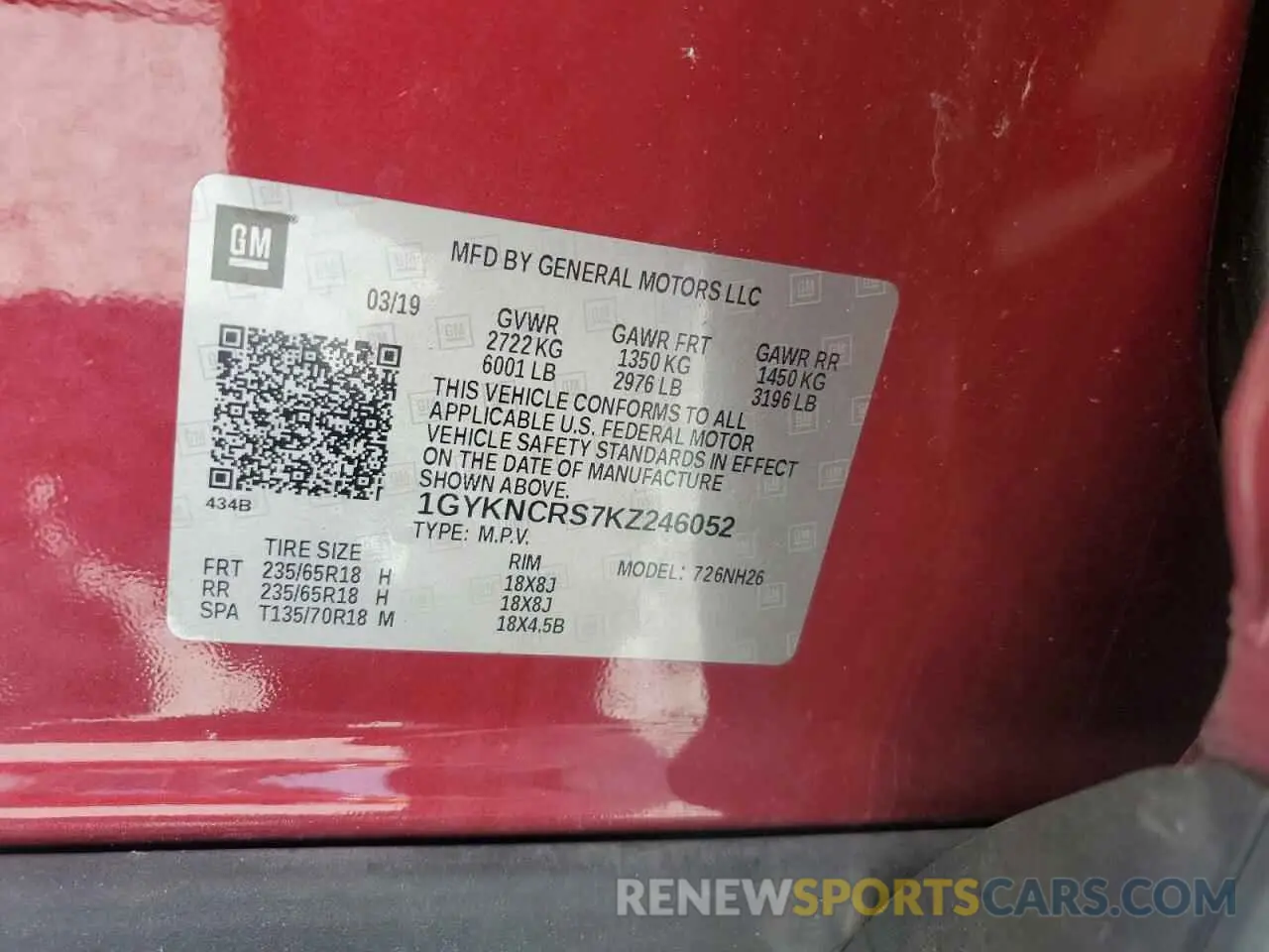 15 Photograph of a damaged car 1GYKNCRS7KZ246052 CADILLAC XT5 2019