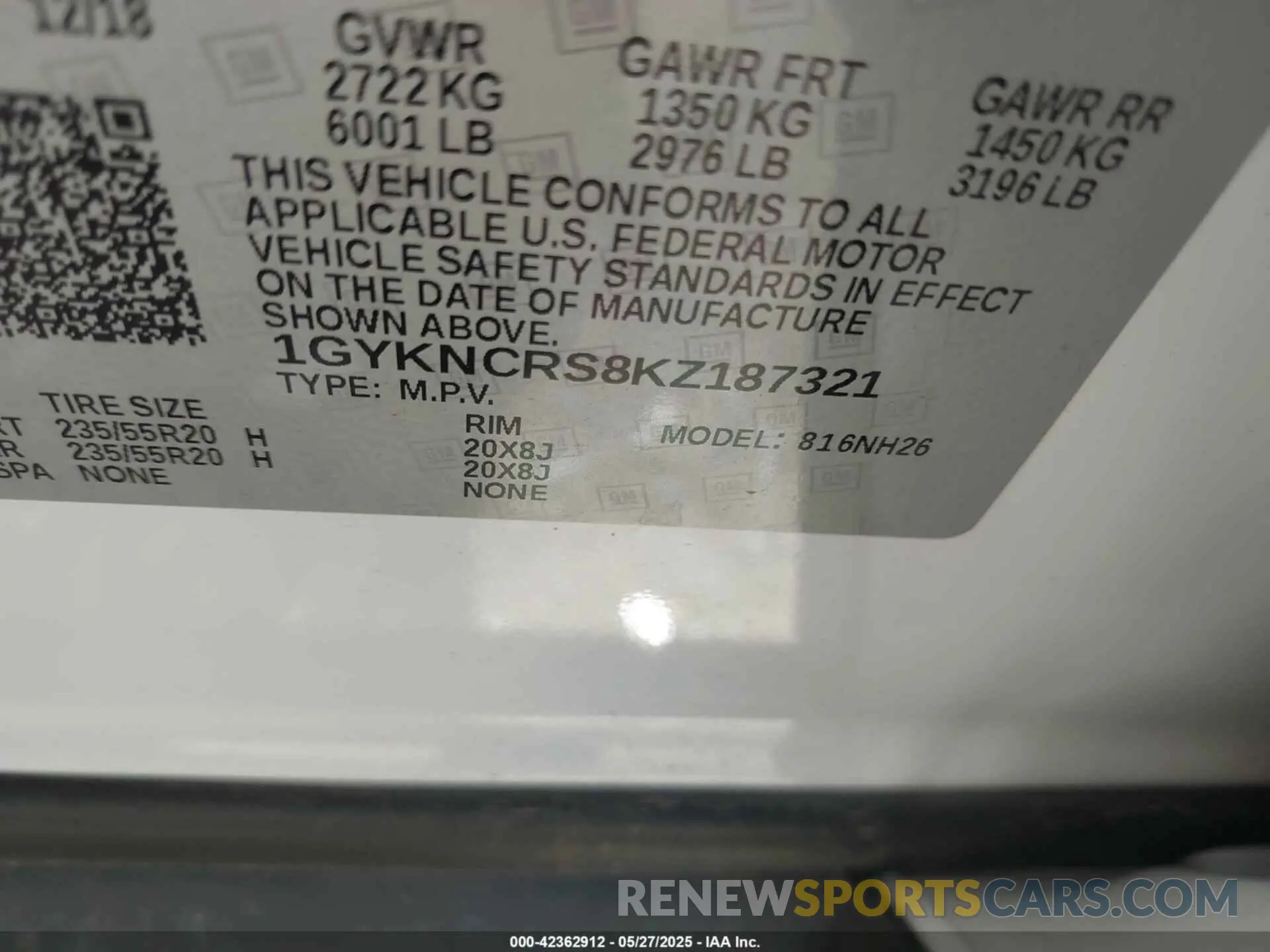 9 Photograph of a damaged car 1GYKNCRS8KZ187321 CADILLAC XT5 2019