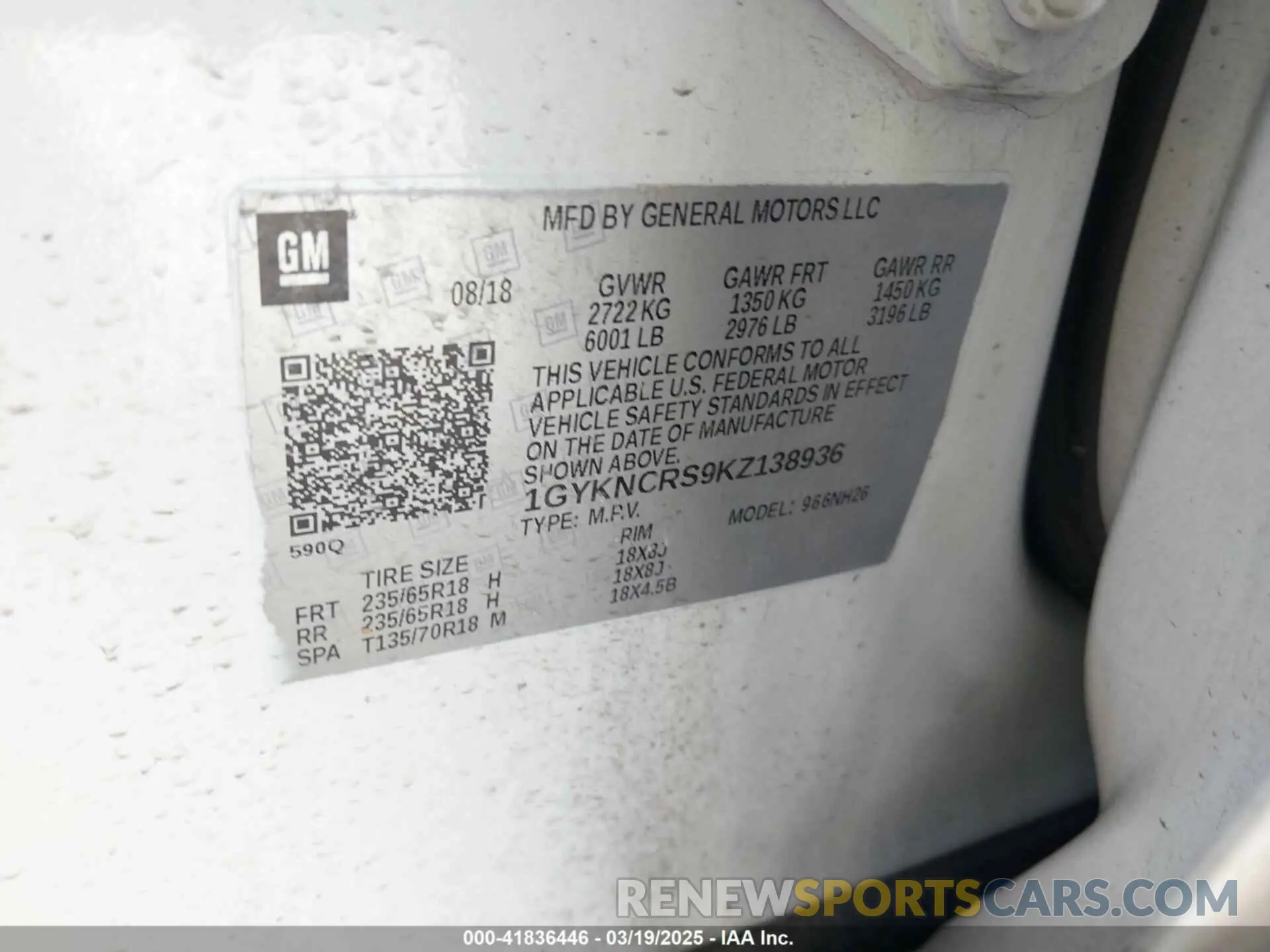 9 Photograph of a damaged car 1GYKNCRS9KZ138936 CADILLAC XT5 2019