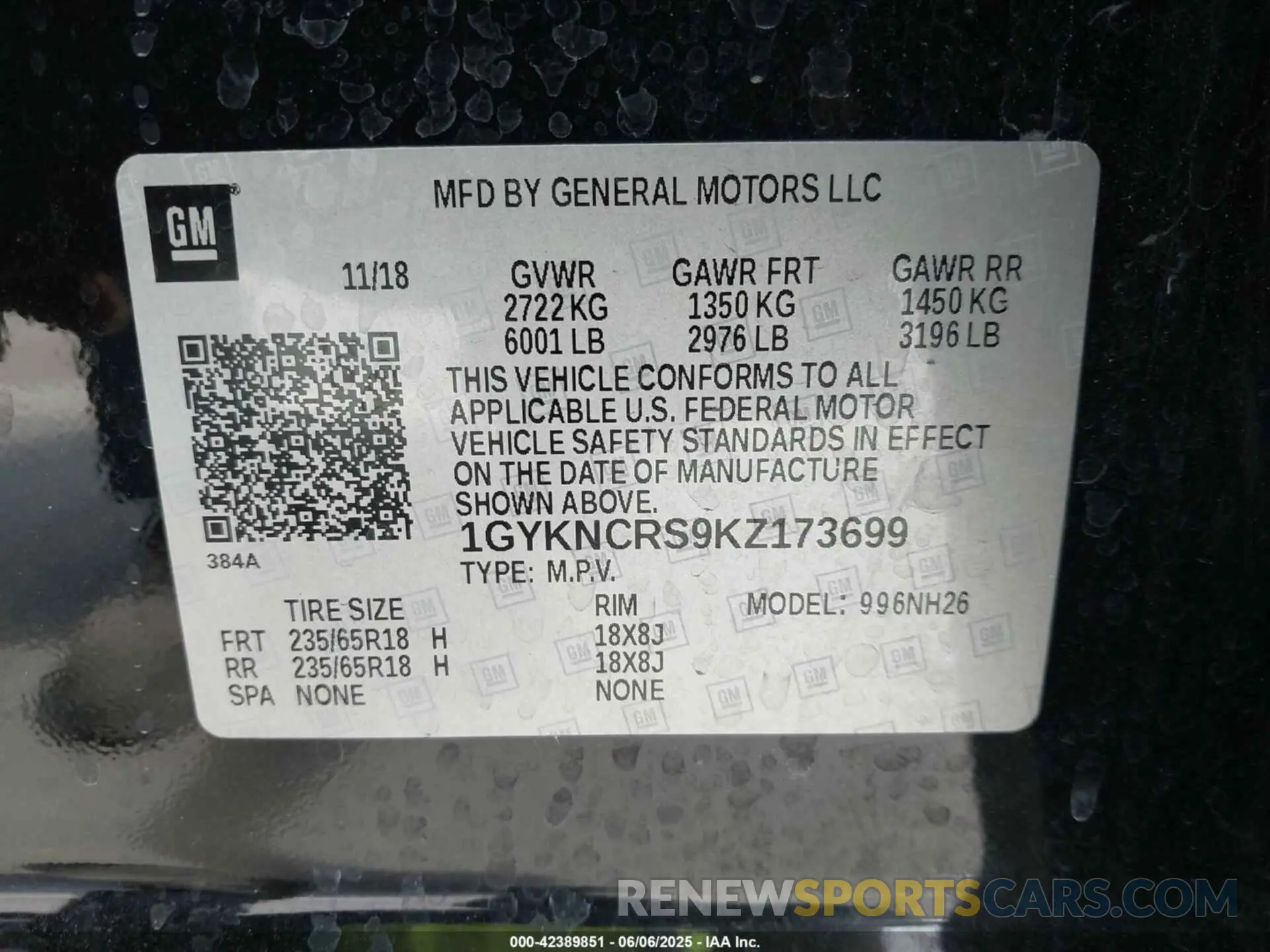 9 Photograph of a damaged car 1GYKNCRS9KZ173699 CADILLAC XT5 2019