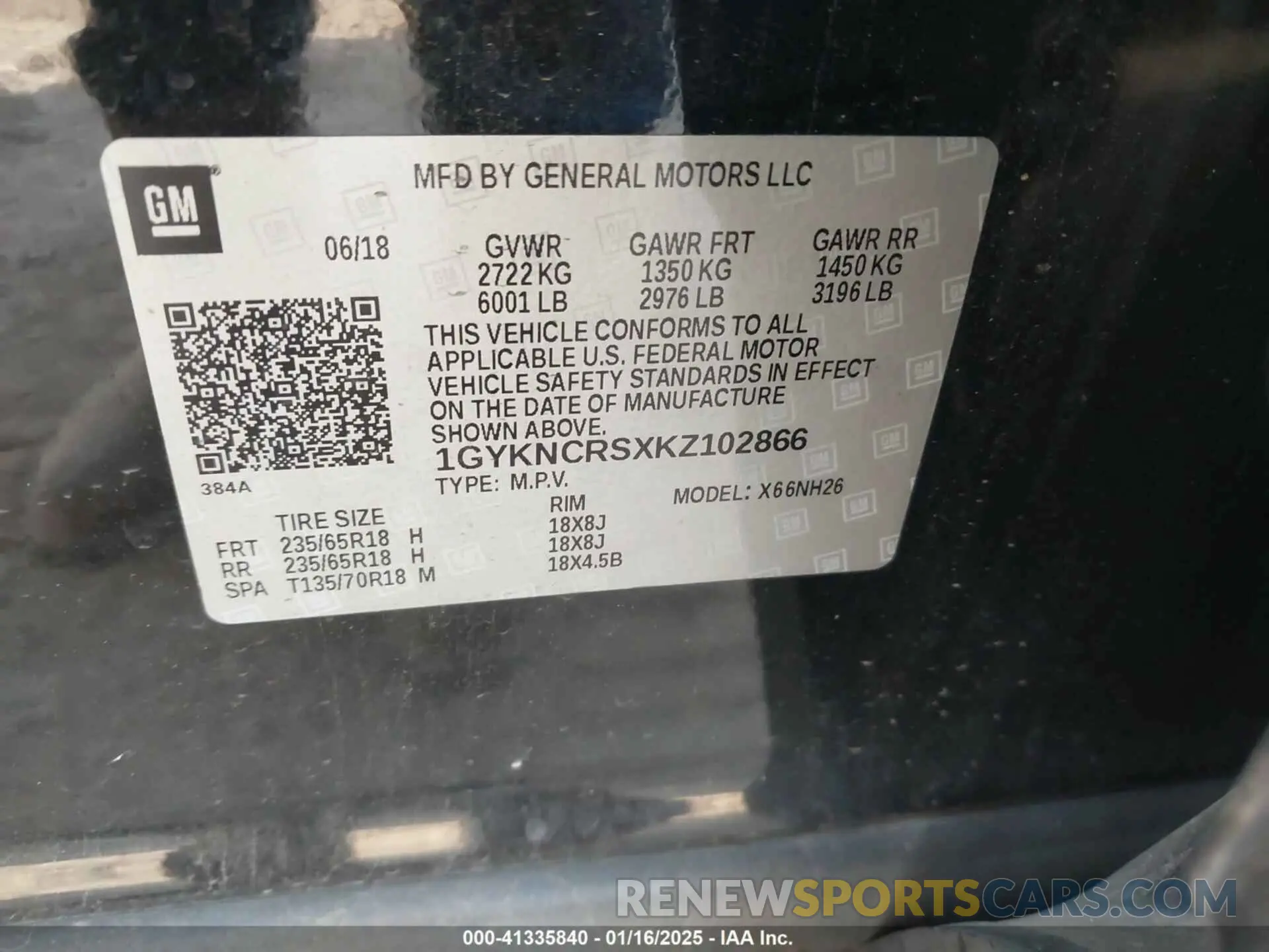 9 Photograph of a damaged car 1GYKNCRSXKZ102866 CADILLAC XT5 2019