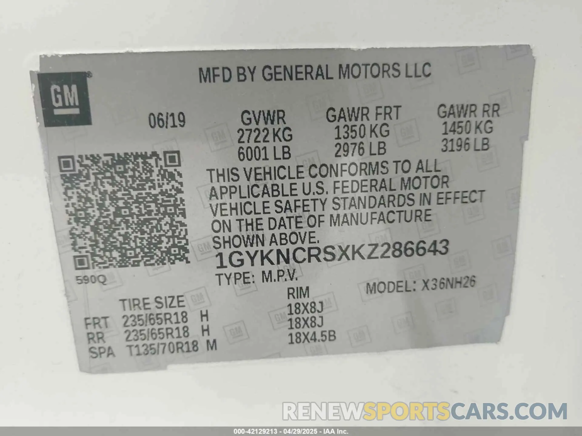 9 Photograph of a damaged car 1GYKNCRSXKZ286643 CADILLAC XT5 2019