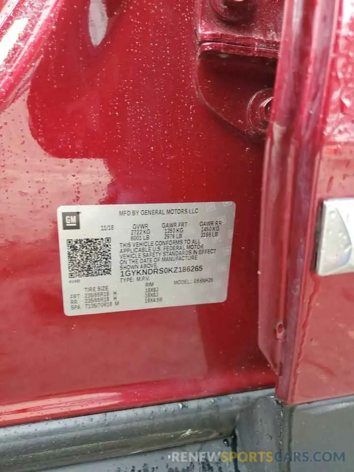 13 Photograph of a damaged car 1GYKNDRS0KZ186265 CADILLAC XT5 2019