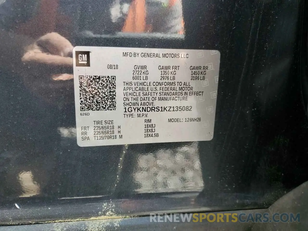 13 Photograph of a damaged car 1GYKNDRS1KZ135082 CADILLAC XT5 2019